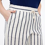 Petite Striped linen-cotton wide-leg paper-bag pant