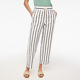 Striped linen-cotton wide-leg paper-bag pant