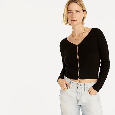 womens Featherweight cashmere cropped cardigan sweater