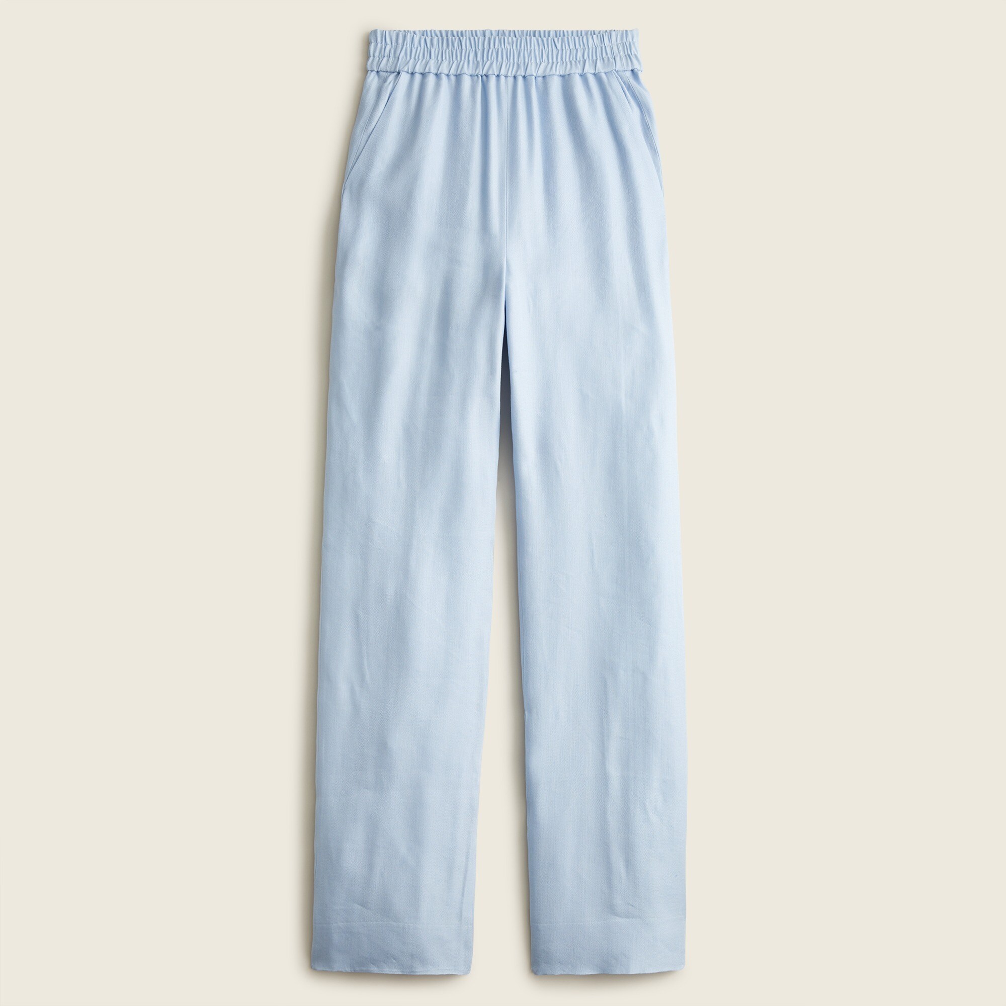 Full-length linen-blend pant