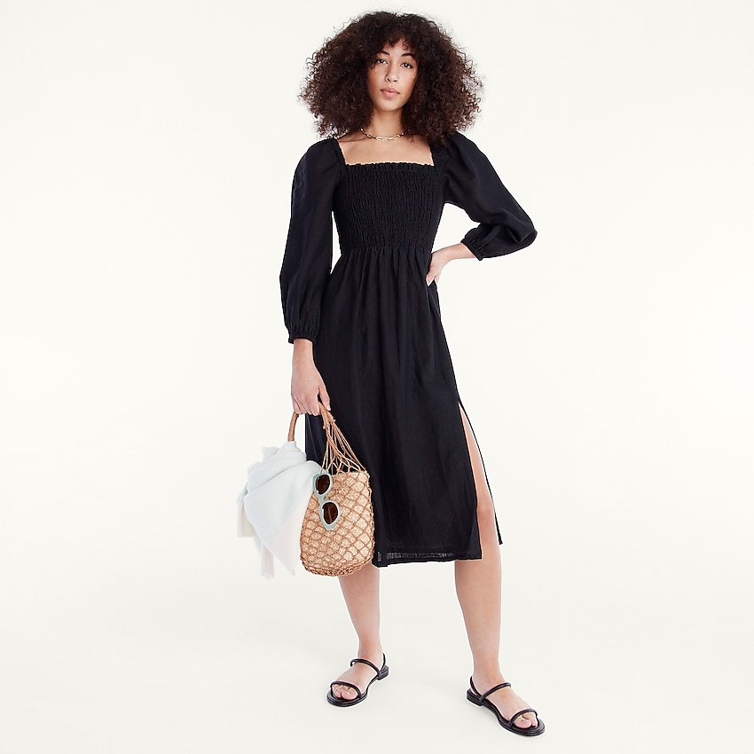 j.crew: linen daydream dress for women, right side, view zoomed