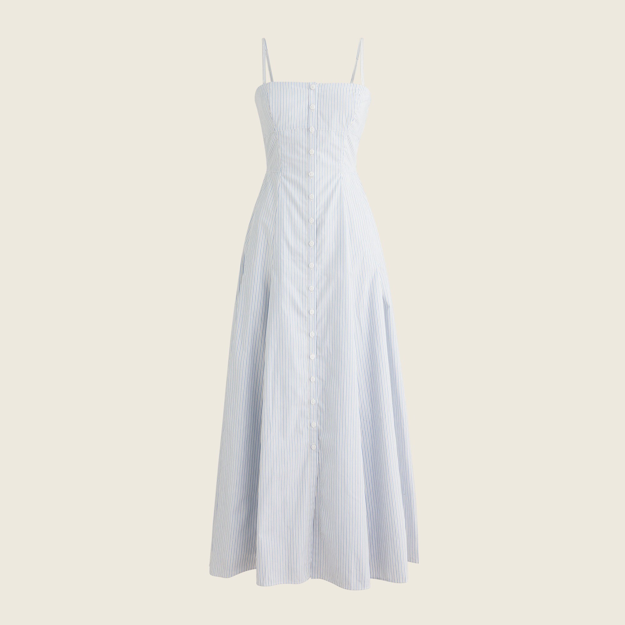 Button-down Cotton Poplin Dress In Stripe For Women | J.Crew