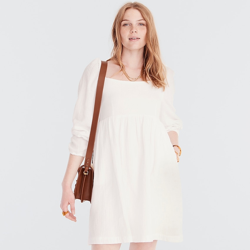 j.crew: squareneck soft gauze dress for women, right side, view zoomed