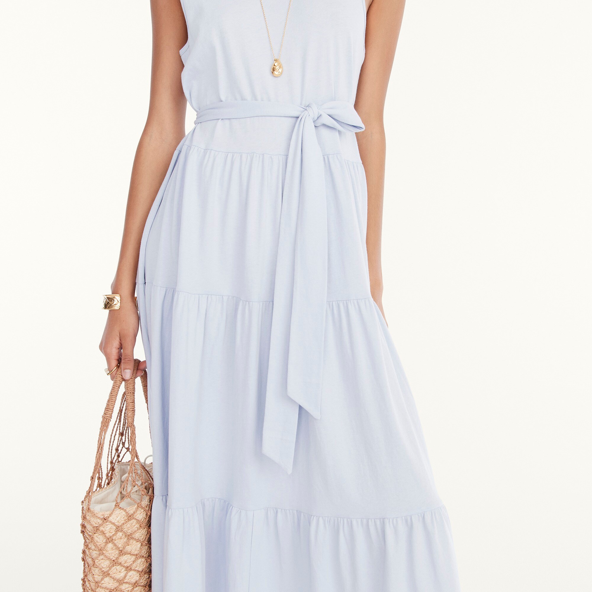 j.crew: broken-in jersey tiered maxi dress for women