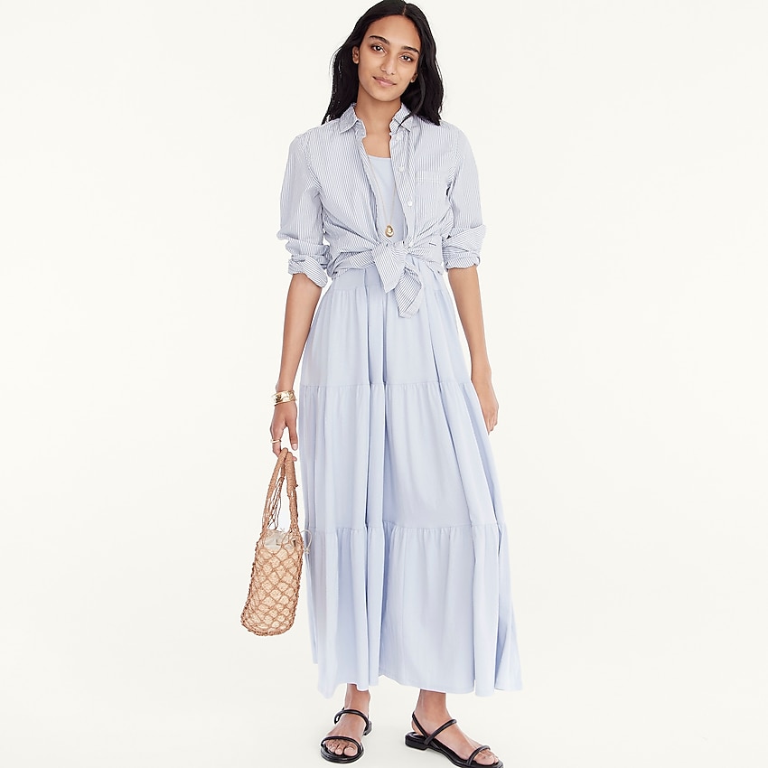 j.crew: broken-in jersey tiered maxi dress for women, right side, view zoomed