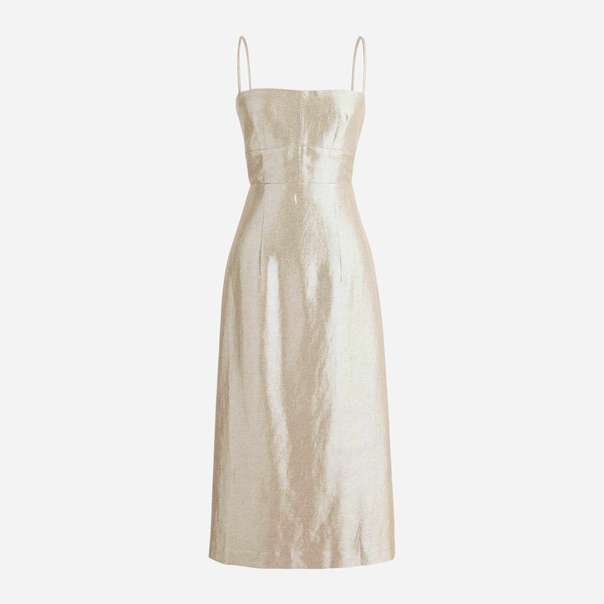 Double tie-back metallic linen-blend dress
