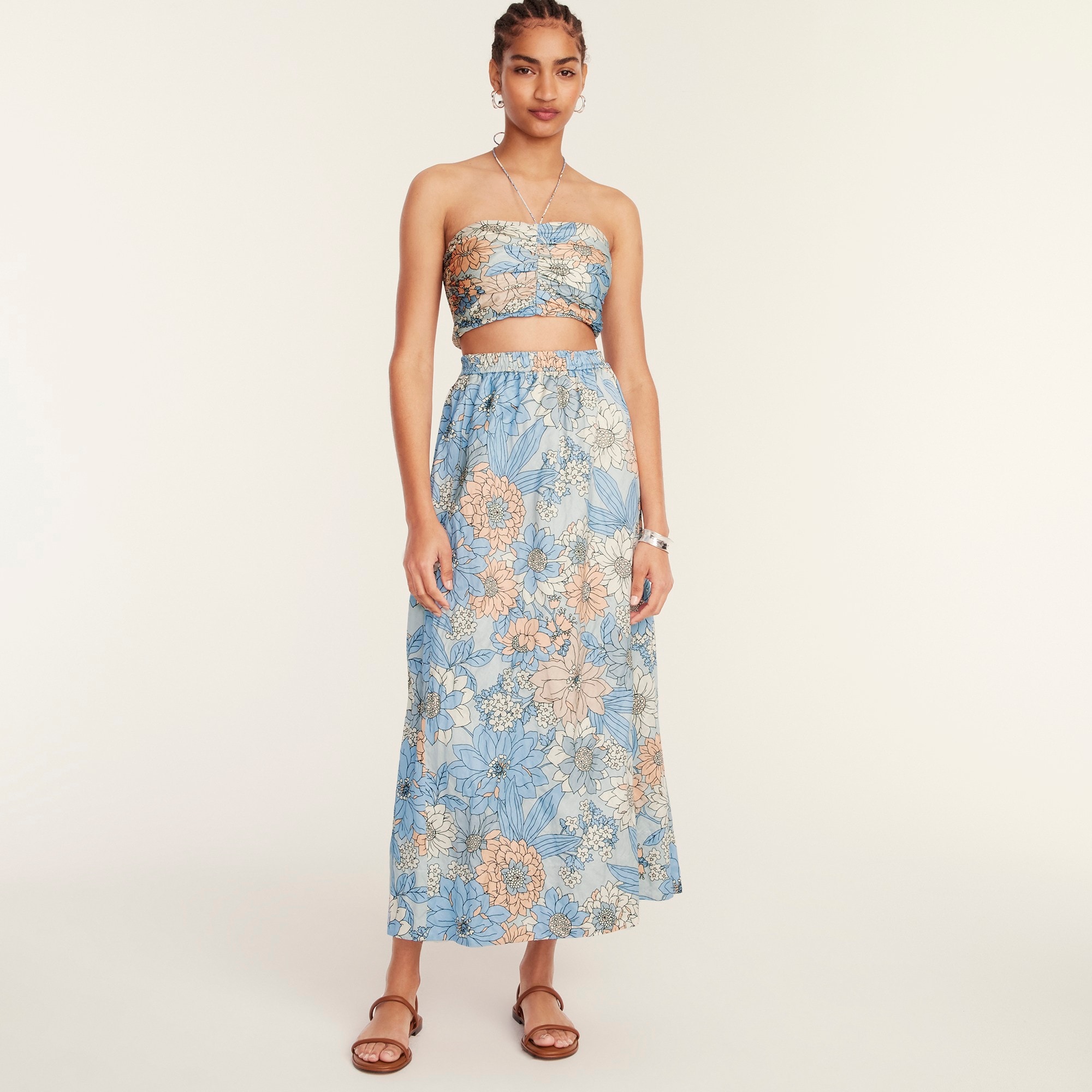  Collection textured satin skirt set in zinnia floral