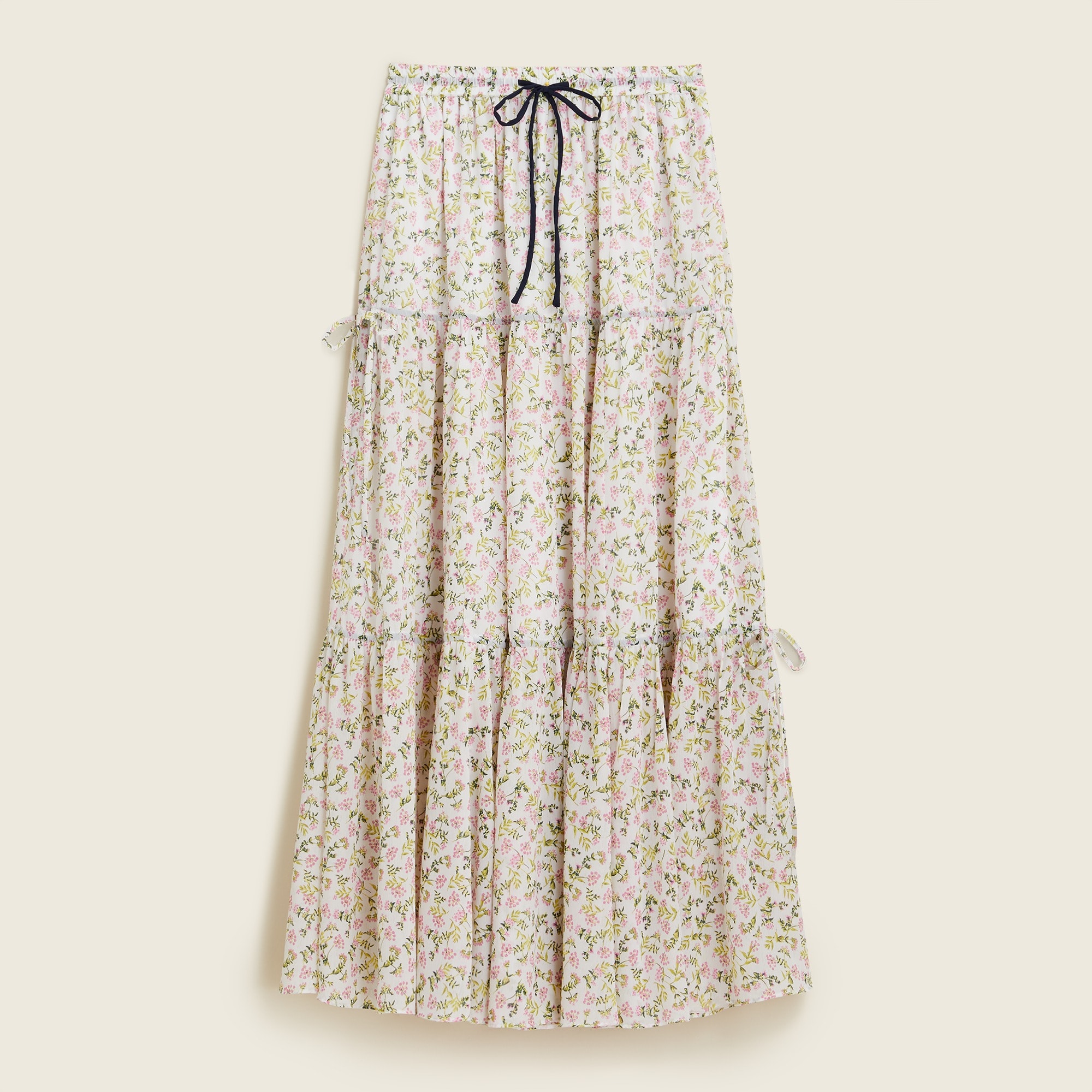 J.Crew: Tiered Chiffon Maxi Skirt In Meadow Floral For Women