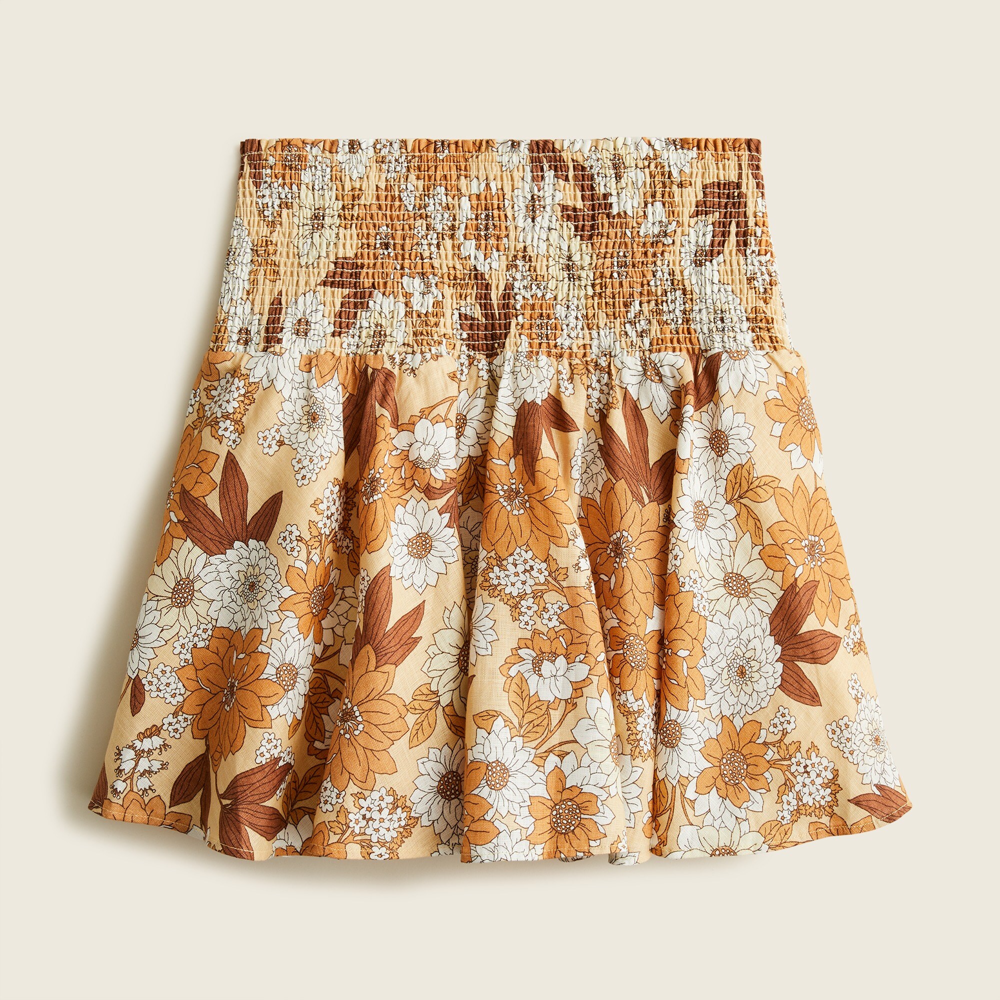 完売品 Treaturself Floral cotton mini skirt Linen Smocked Mini