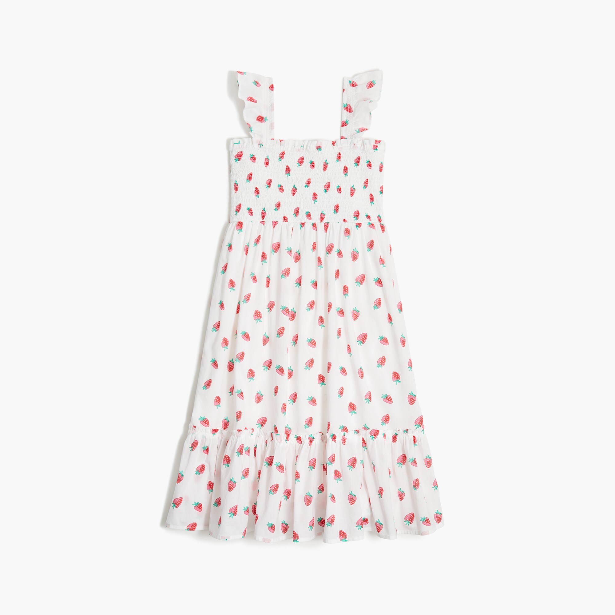 Girls' strawberry ruffle-sleeve dress