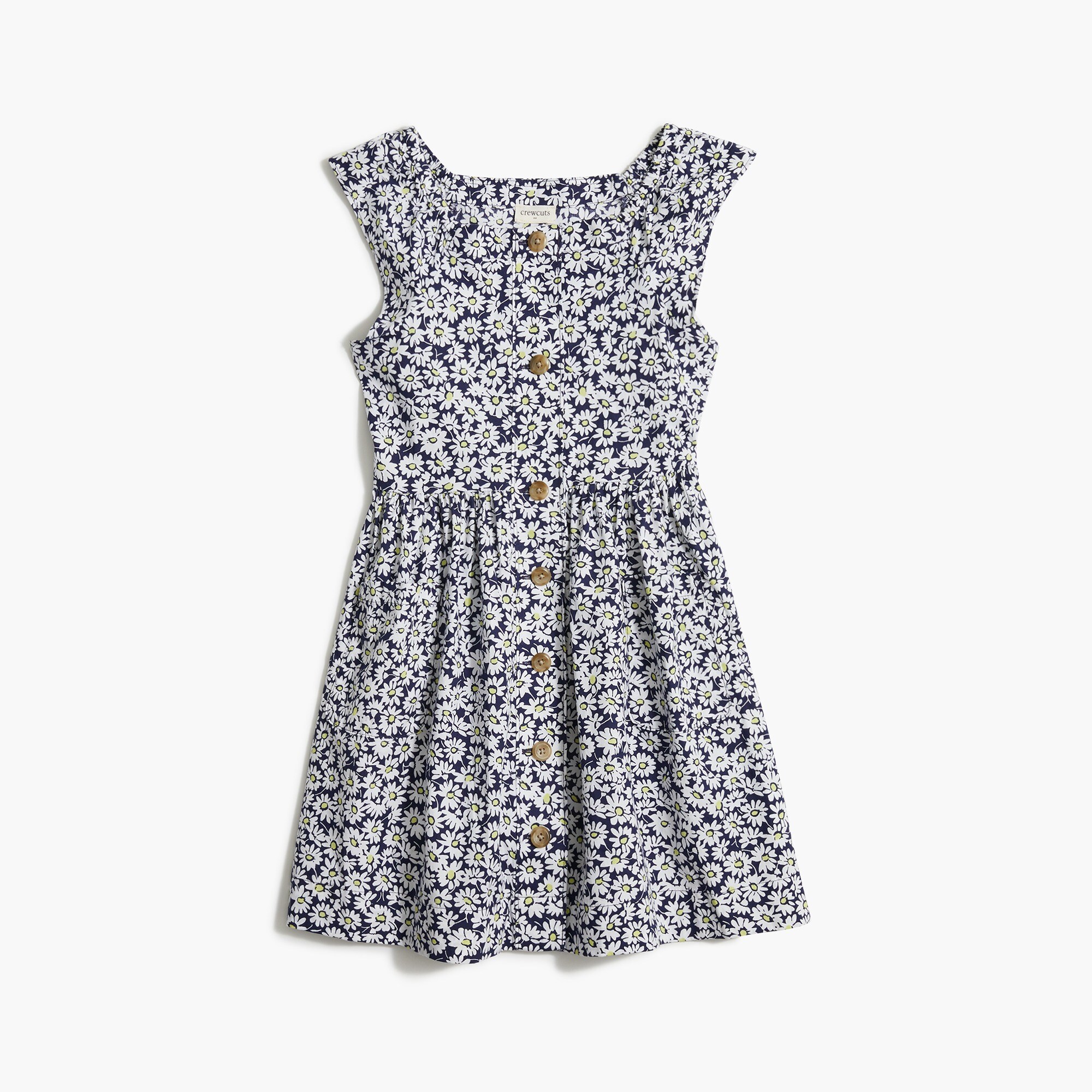 Girls' cotton-blend poplin daisy dress