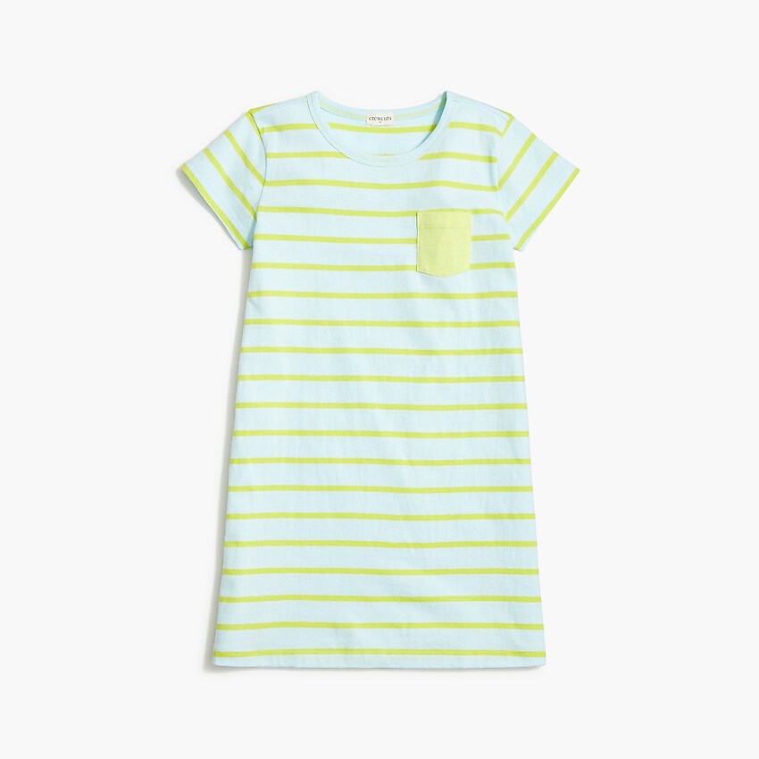 factory: girls' striped t-shirt dress for girls, right side, view zoomed