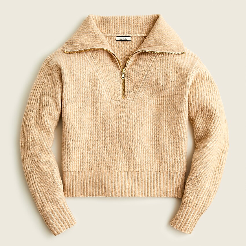 J.Crew: Cashmere Plaited Half-zip Sweater For Women