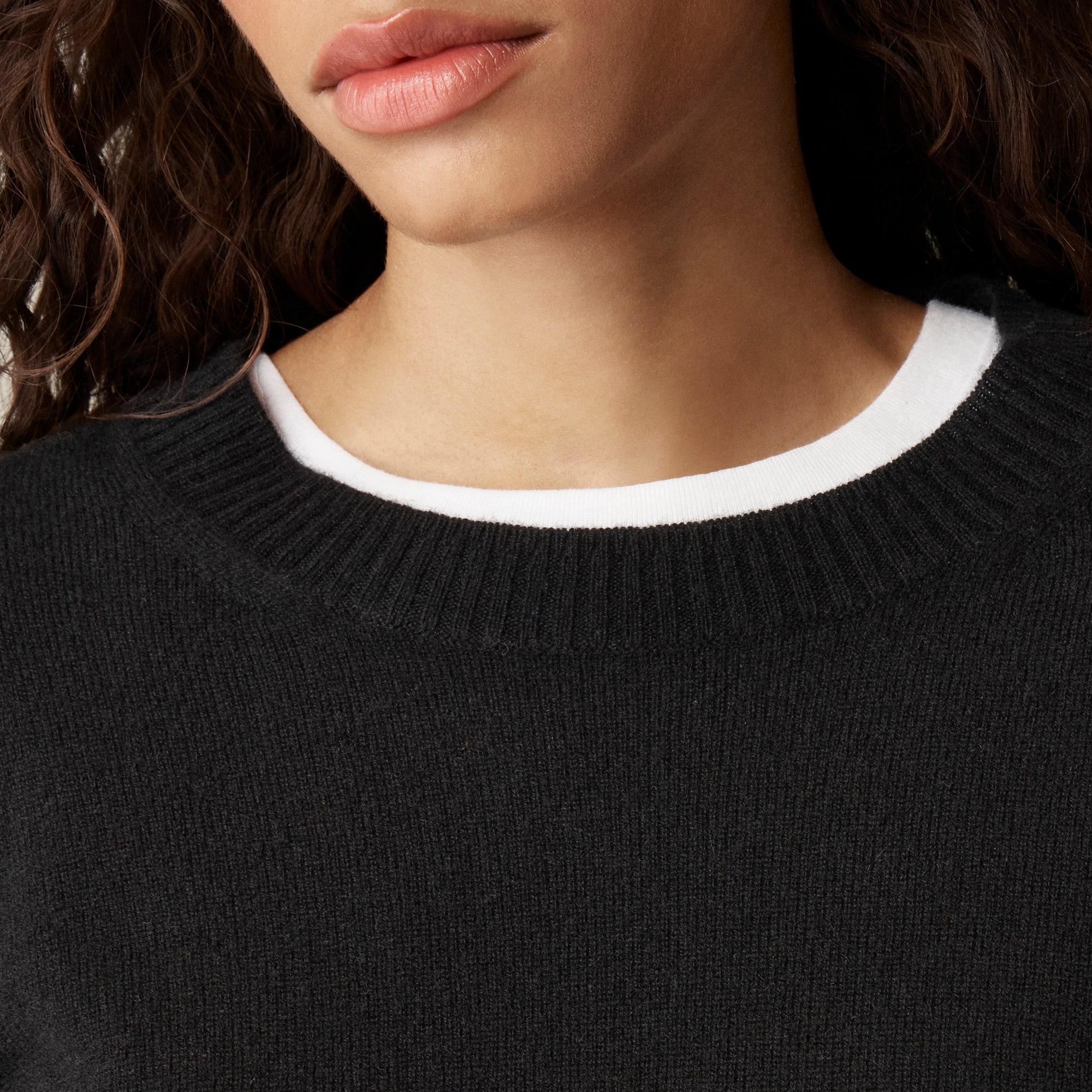 Cashmere shrunken crewneck sweater