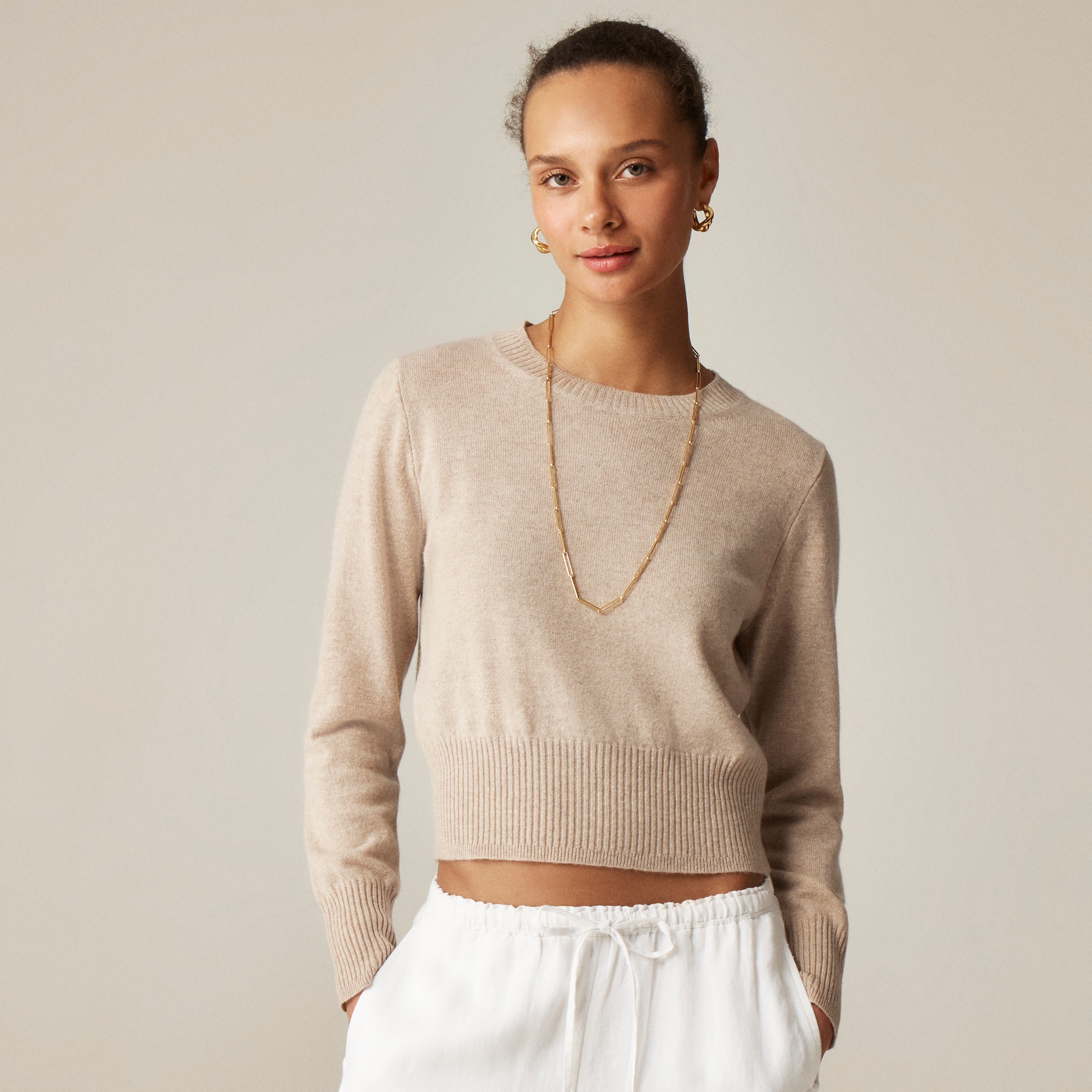  Cashmere shrunken crewneck sweater