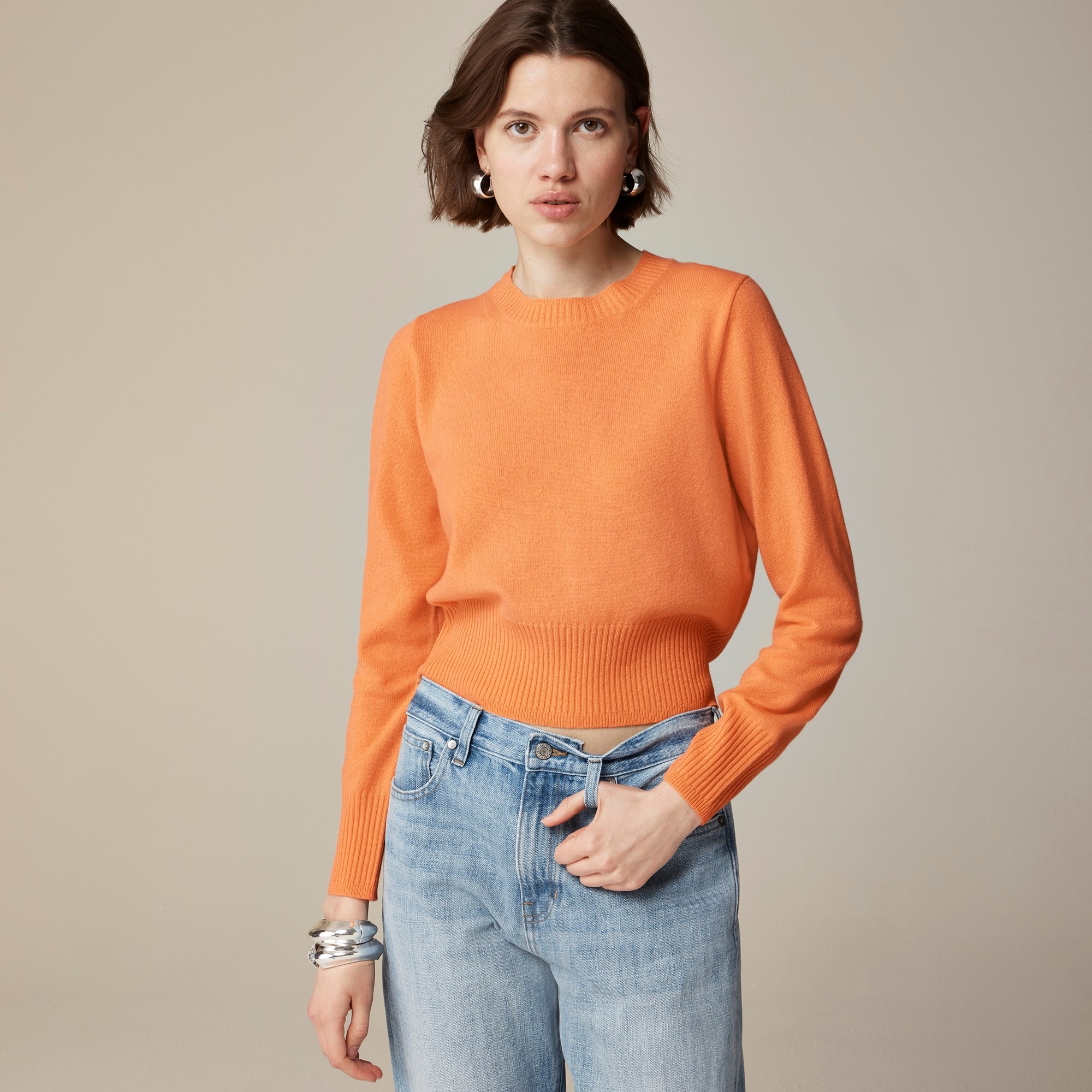womens Cashmere shrunken crewneck sweater