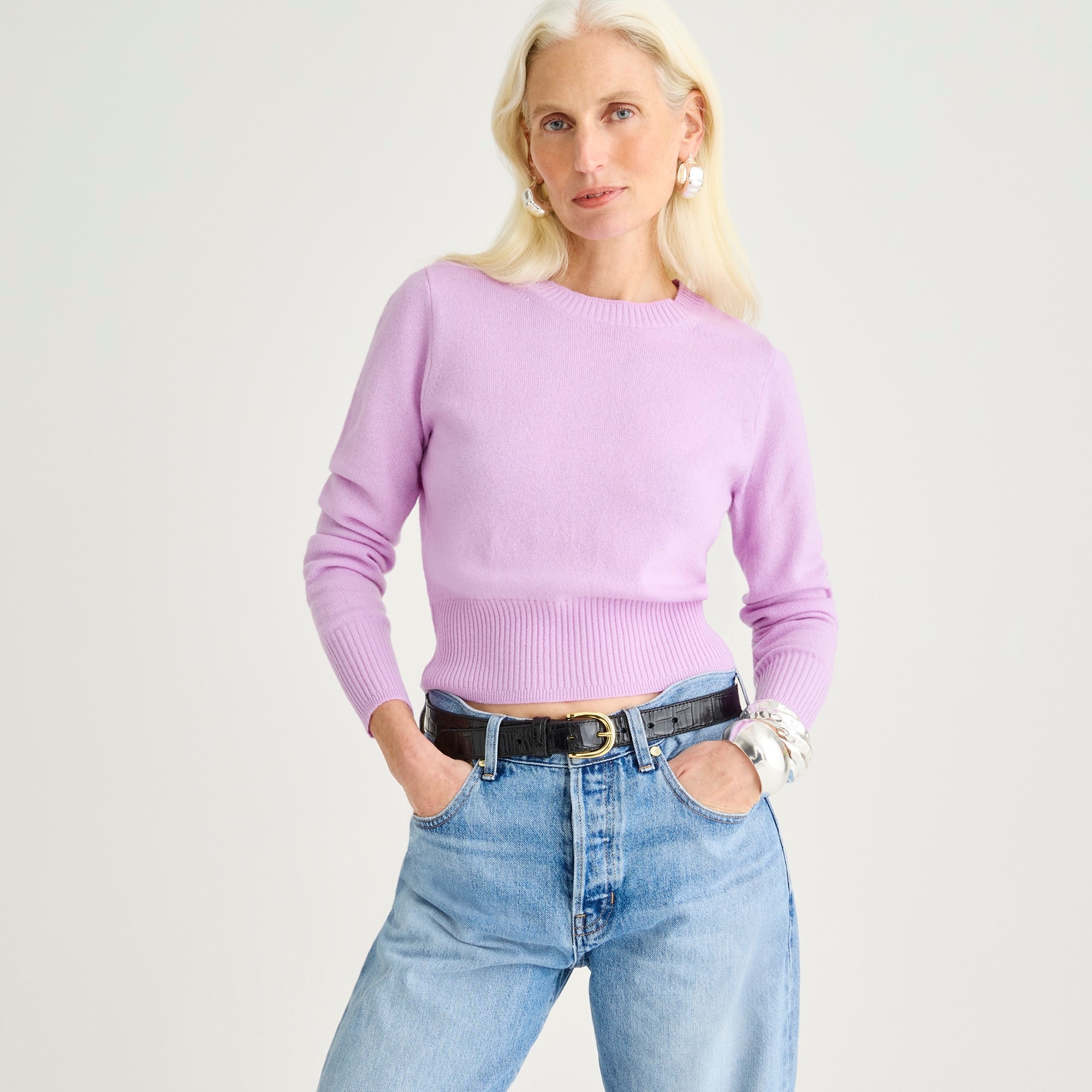 j.crew: cashmere shrunken crewneck sweater for women