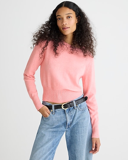 j.crew: cashmere shrunken crewneck sweater for women