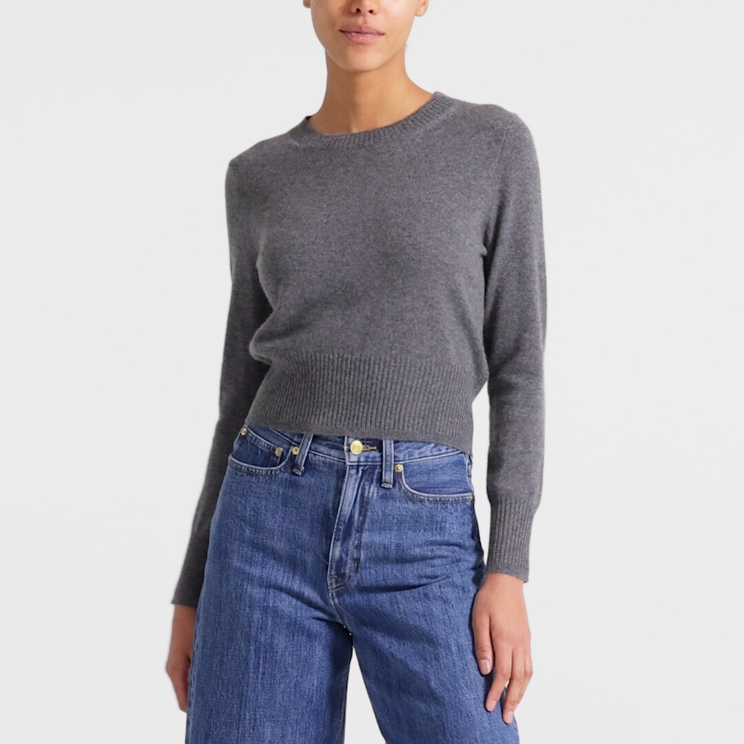 cropped cashmere crewneck sweater