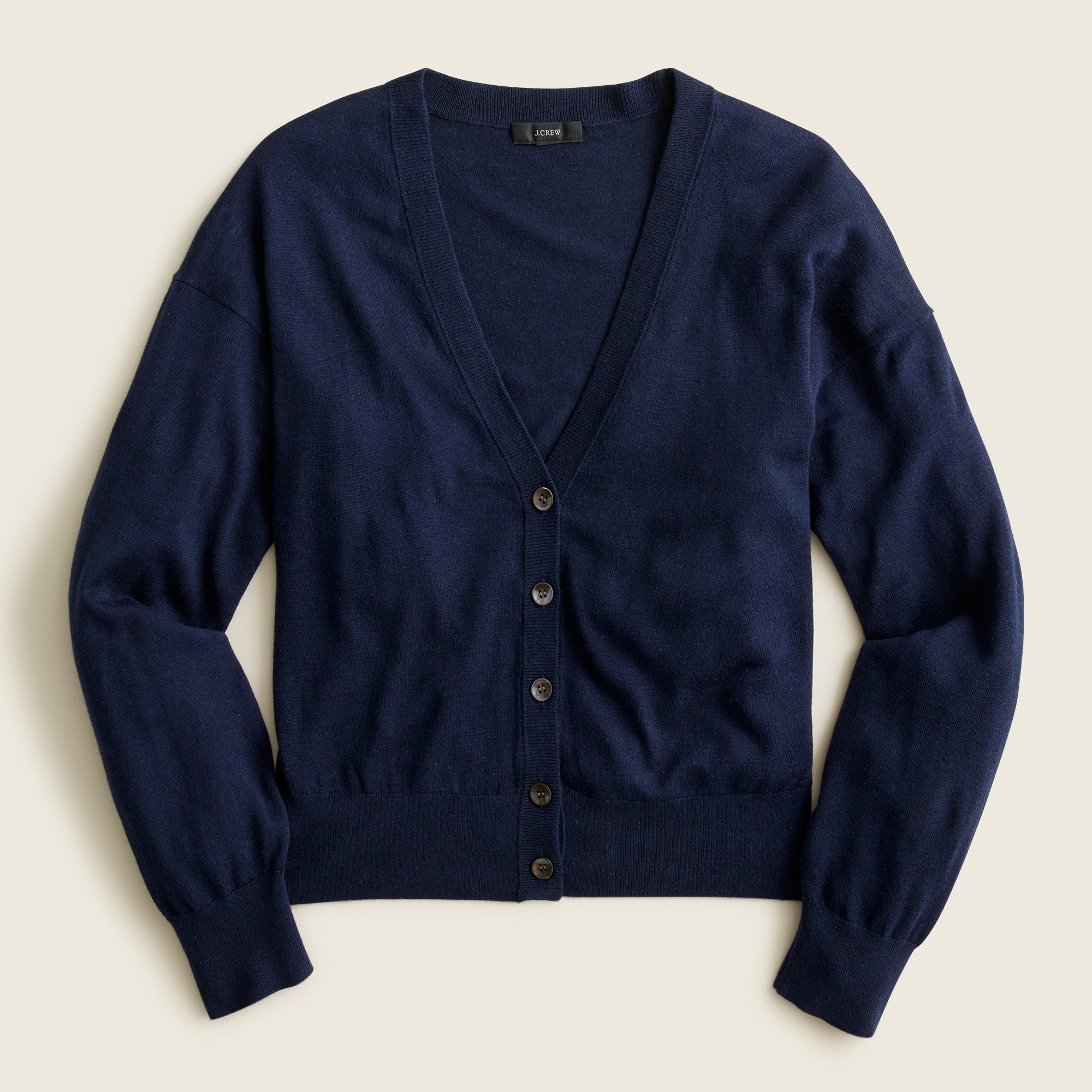 Silk-blend wide V-neck cardigan sweater
