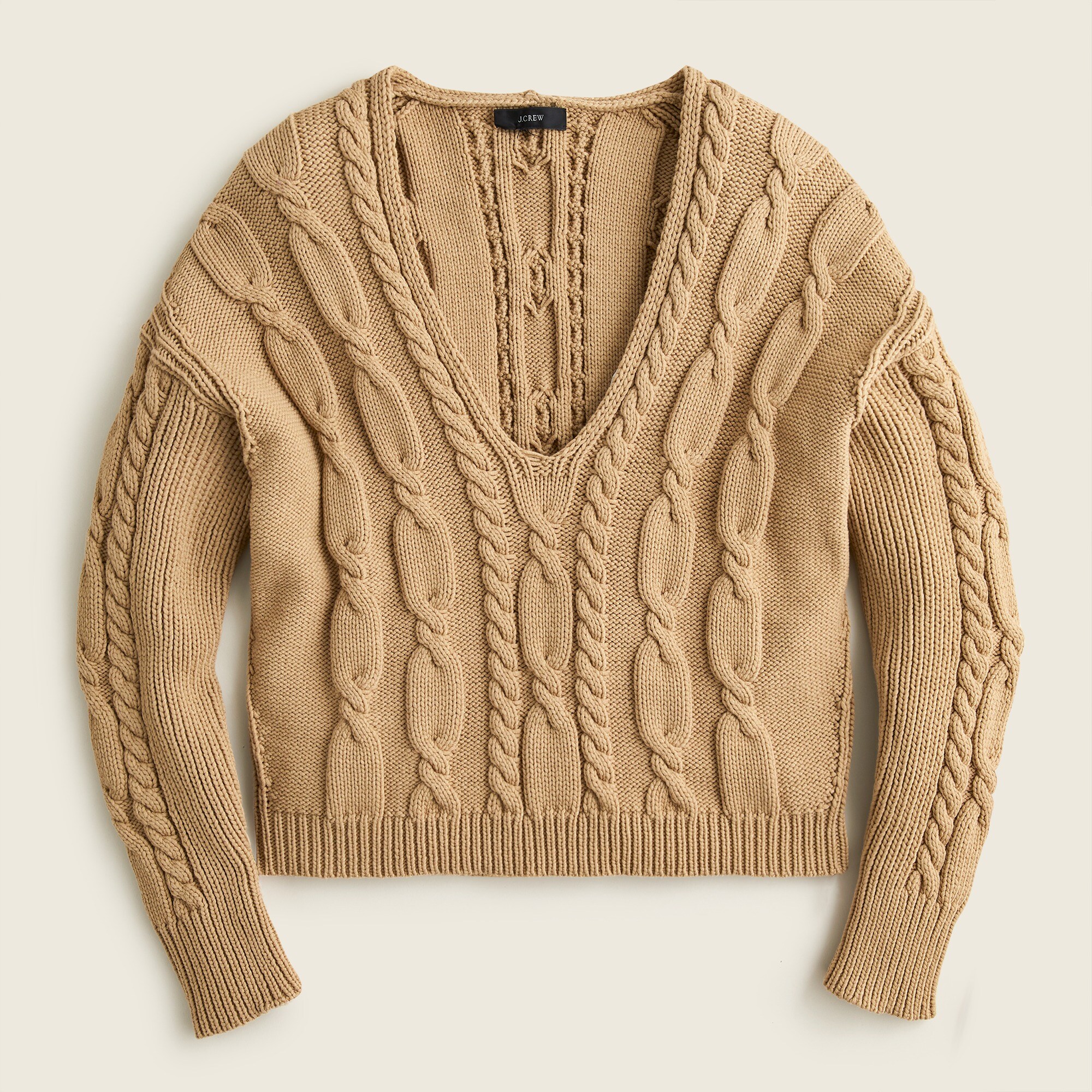 J.Crew: V-neck Cable-knit Sweater For Women