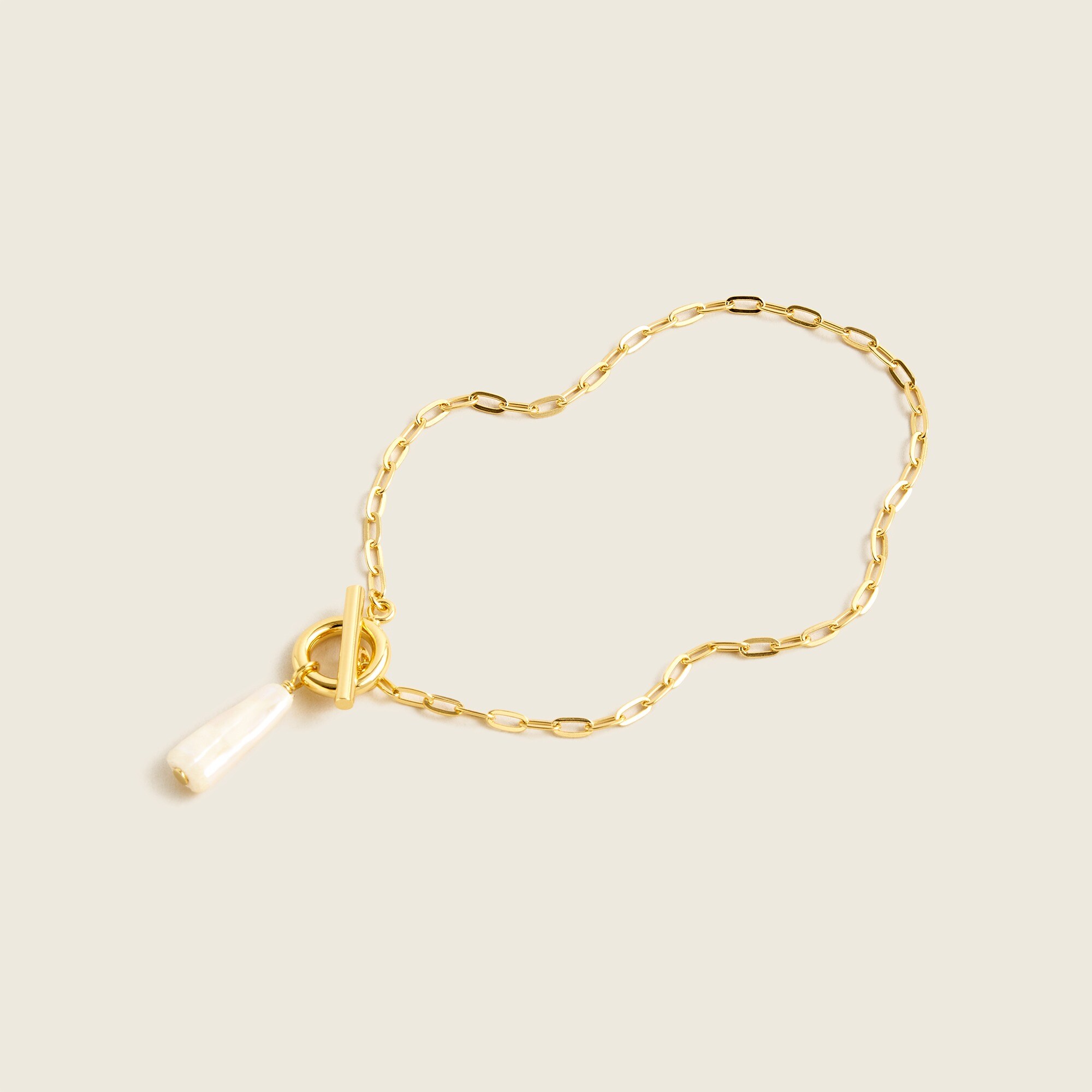 Demi-fine 14k gold-plated pearl toggle bracelet