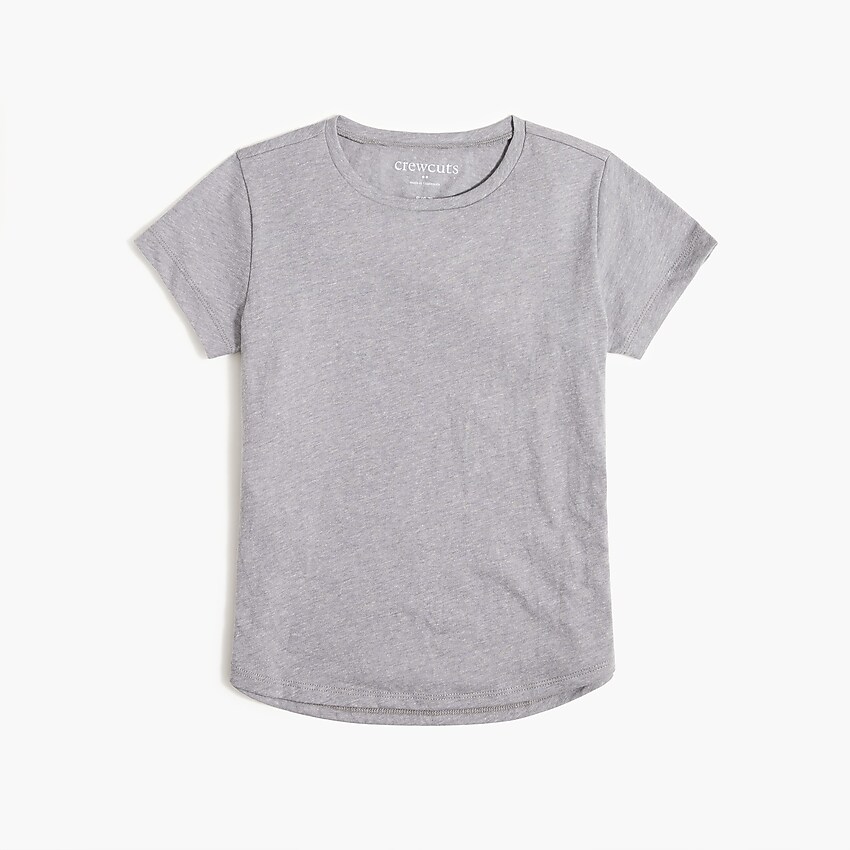 factory: girls' heathered tee with shirttail hem for girls, right side, view zoomed