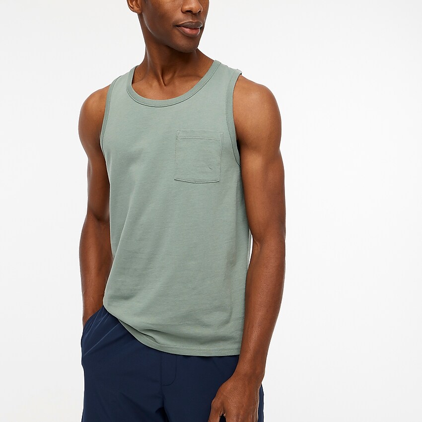 factory: cotton pocket tank top for men, right side, view zoomed