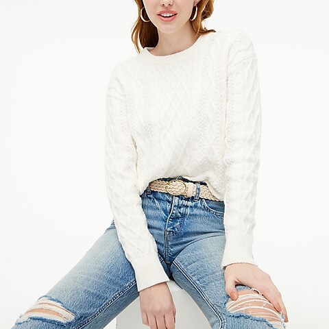 womens Cable crewneck sweater