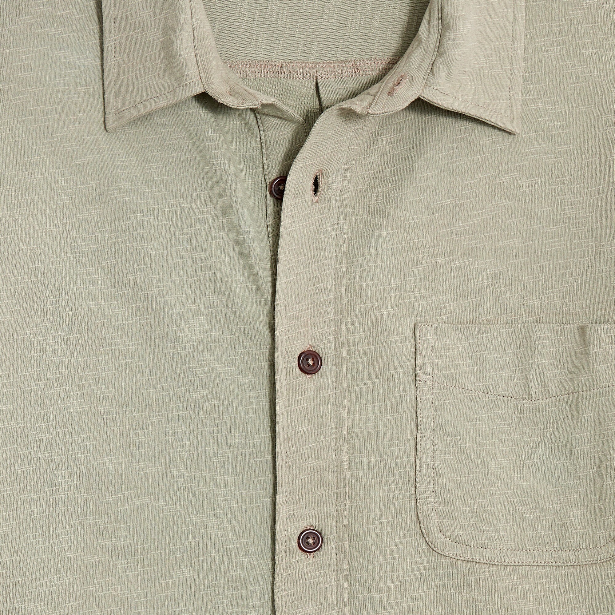 Short-sleeve knit button-down shirt