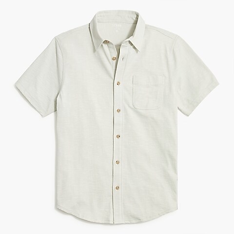 Short-sleeve knit button-down shirt