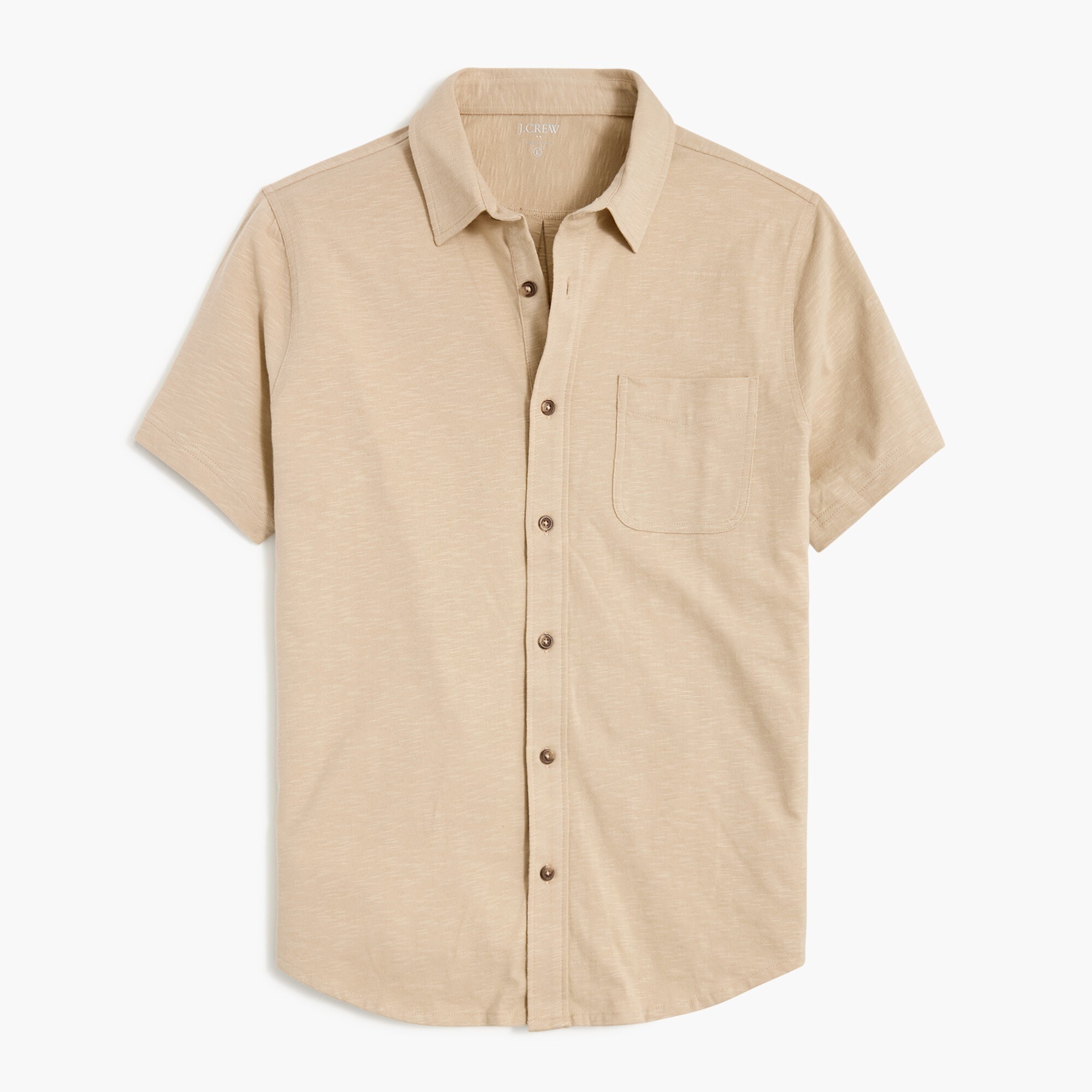 Short-sleeve knit button-down shirt