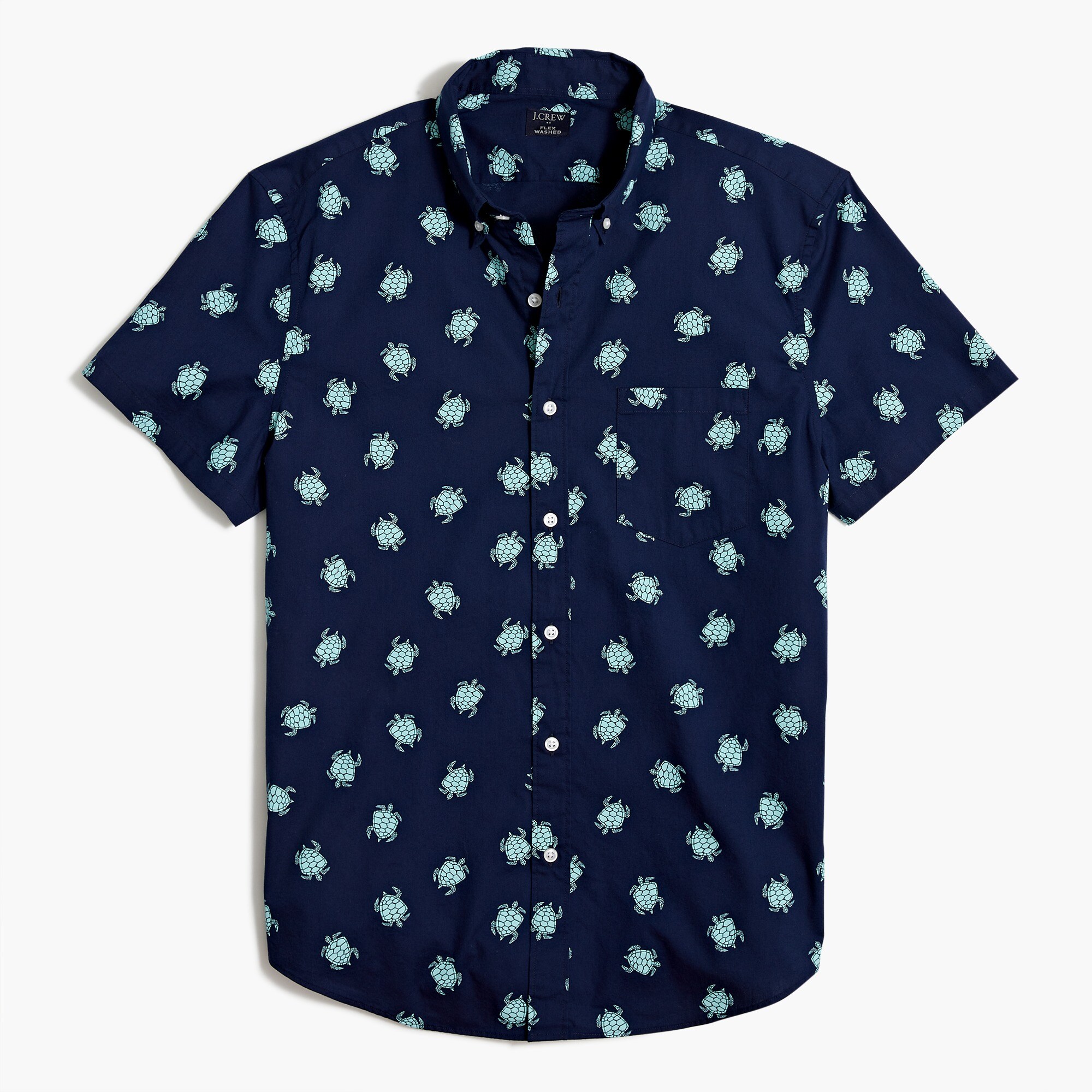 Slim short-sleeve printed flex casual shirt