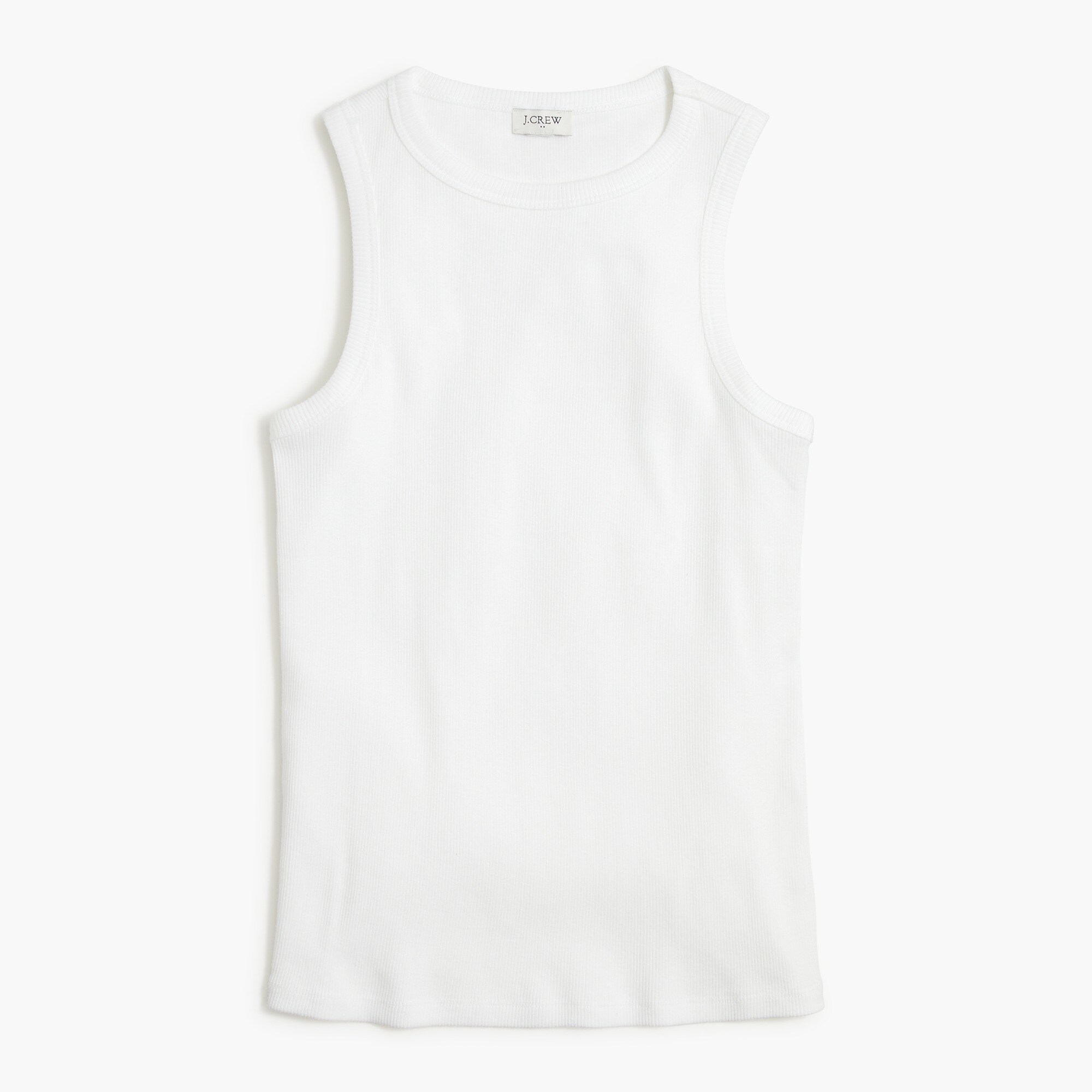 high-neck ribbed tank top for women