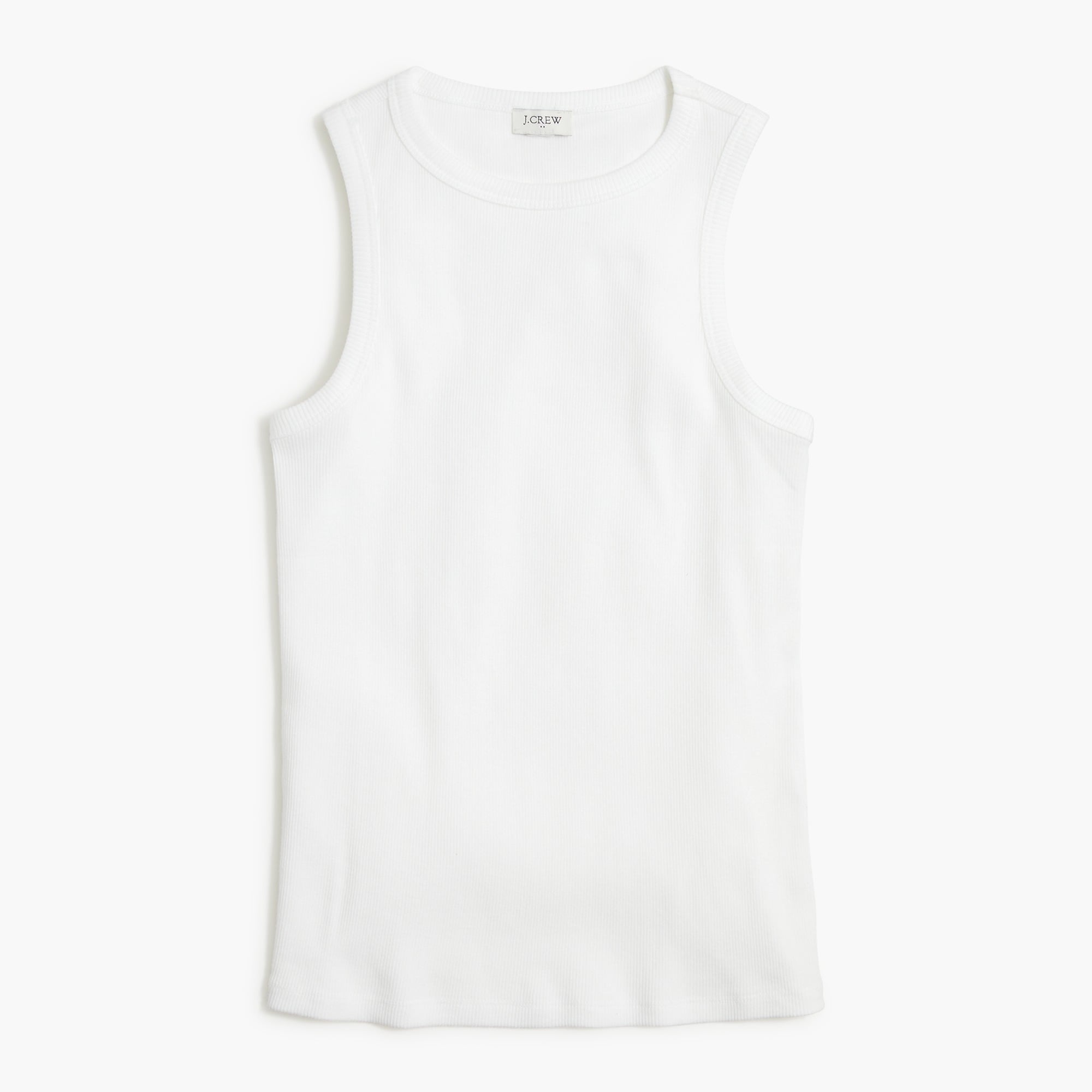 high-neck ribbed tank top for women