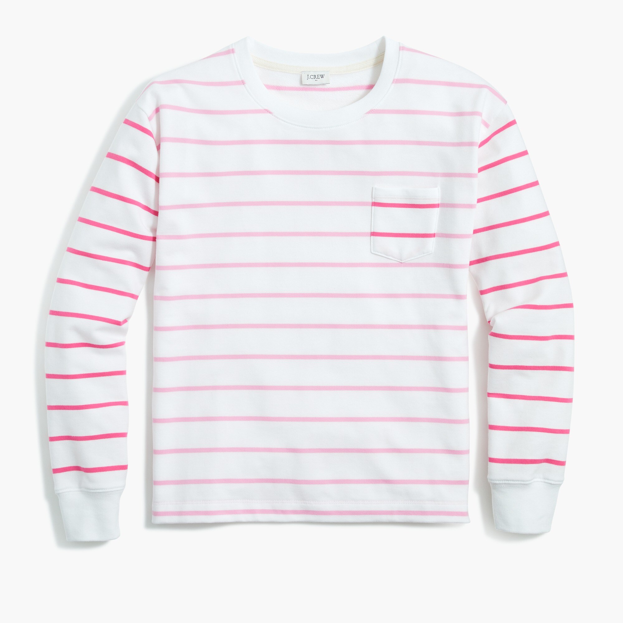 striped crewneck pocket sweatshirt for women