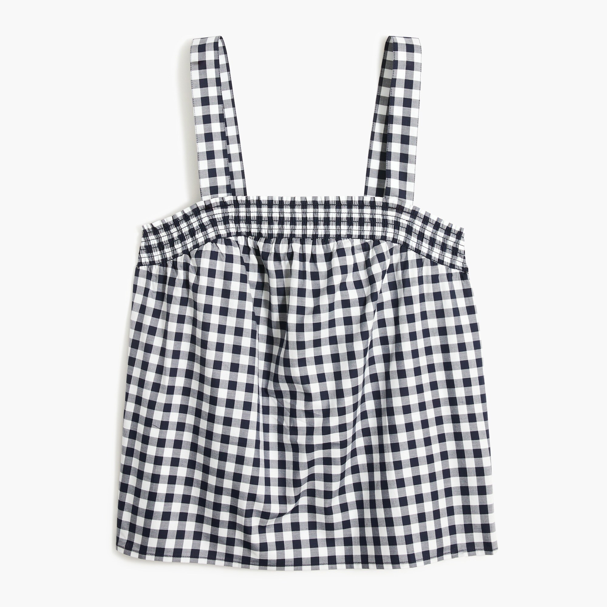 gingham squareneck smocked tank top for women