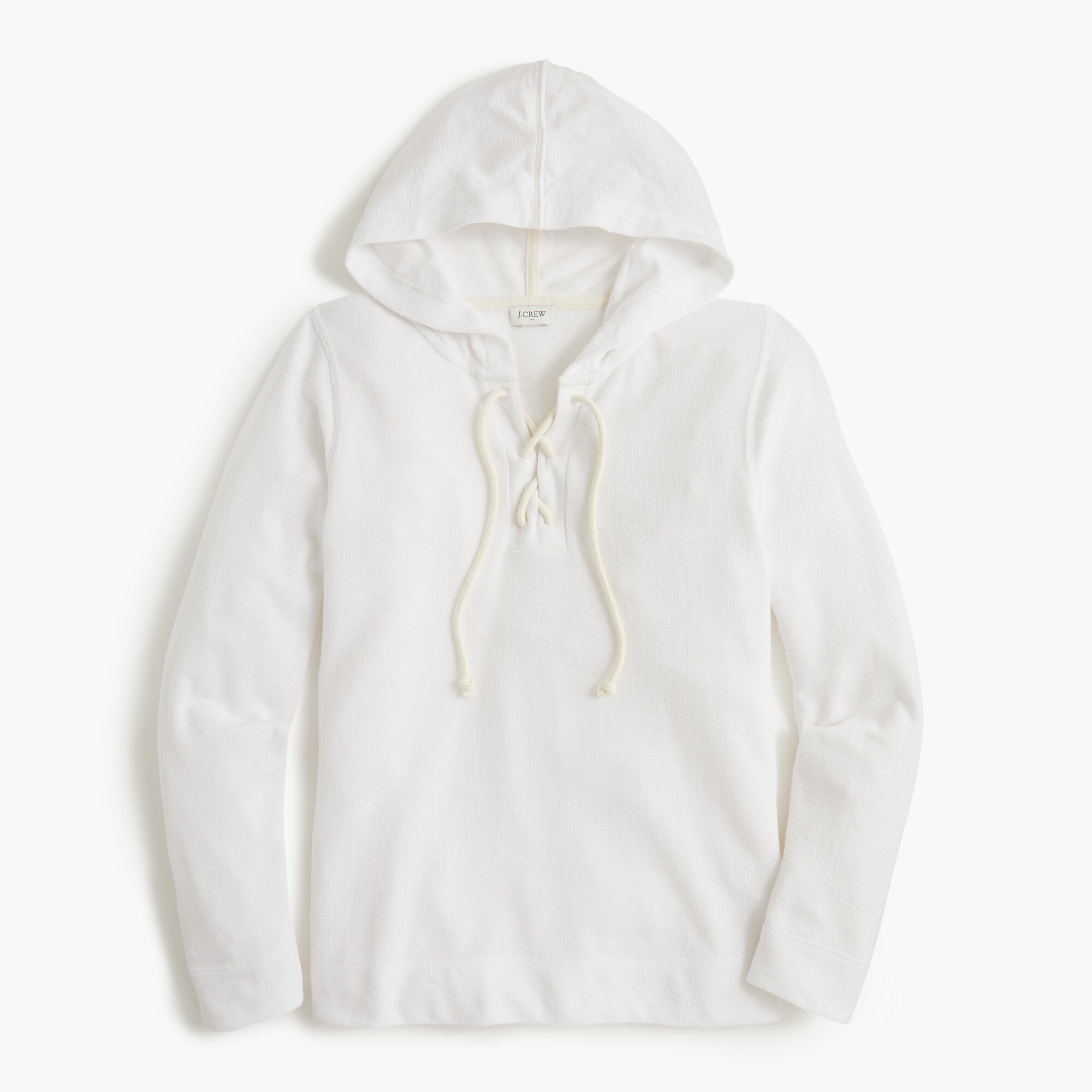 towel terry lace-up hoodie for women