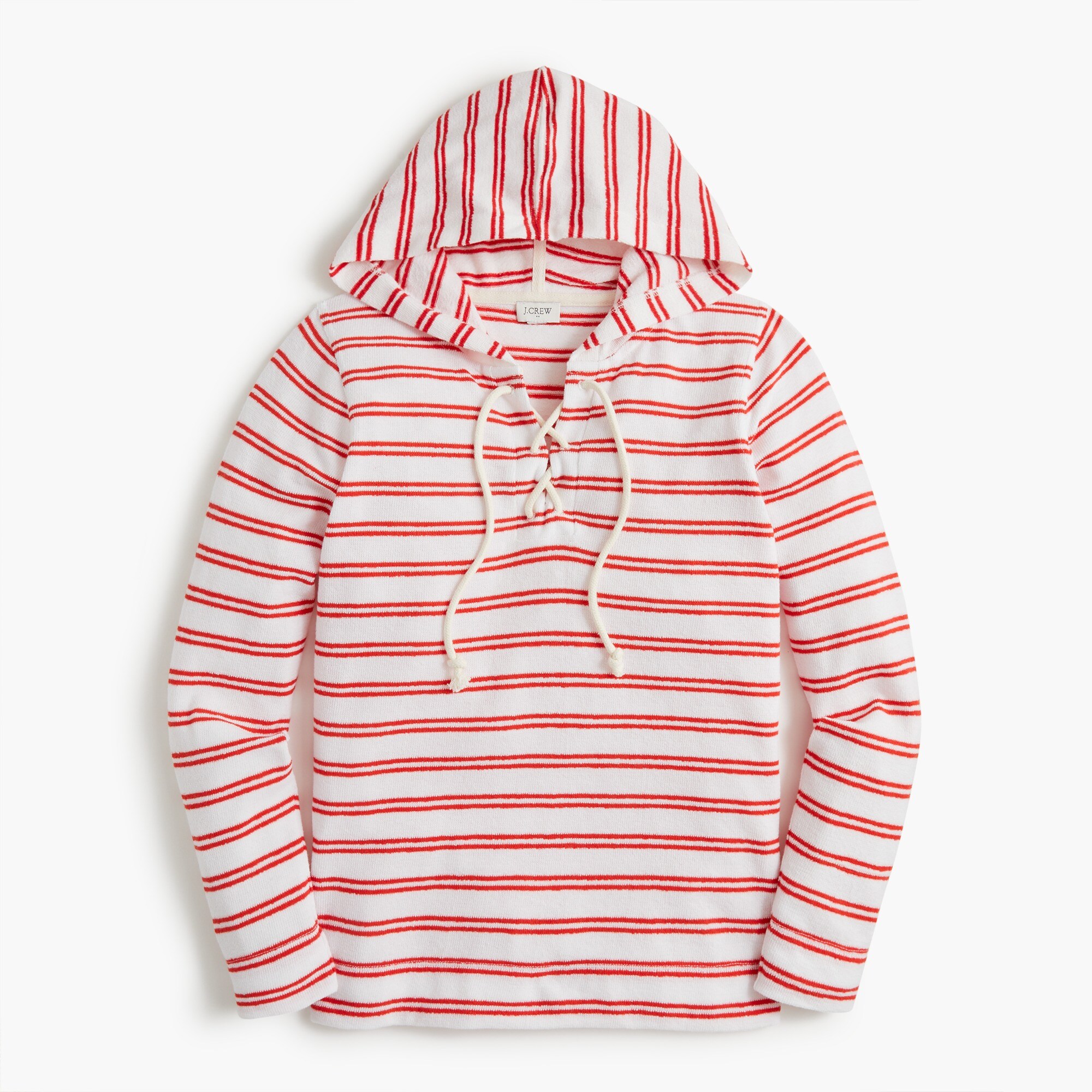 Towel terry lace-up hoodie