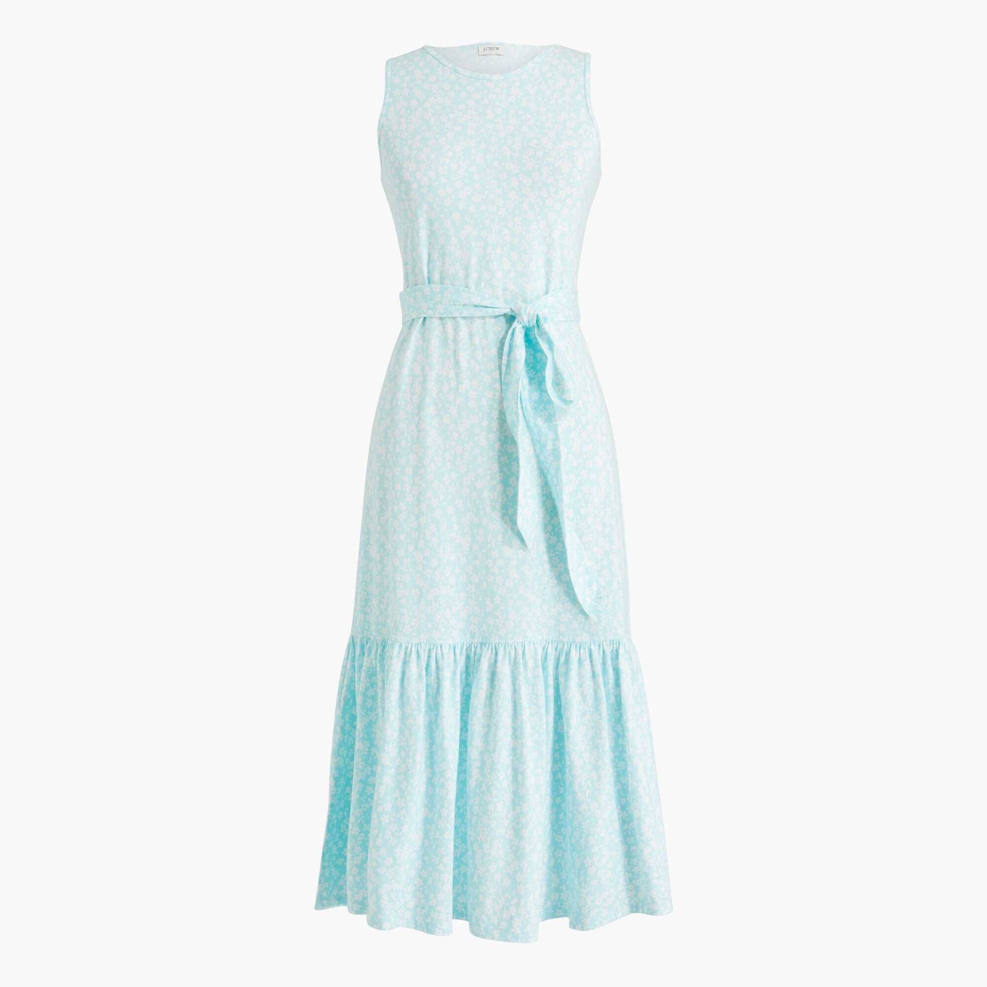 printed knit tie-waist midi dress for women