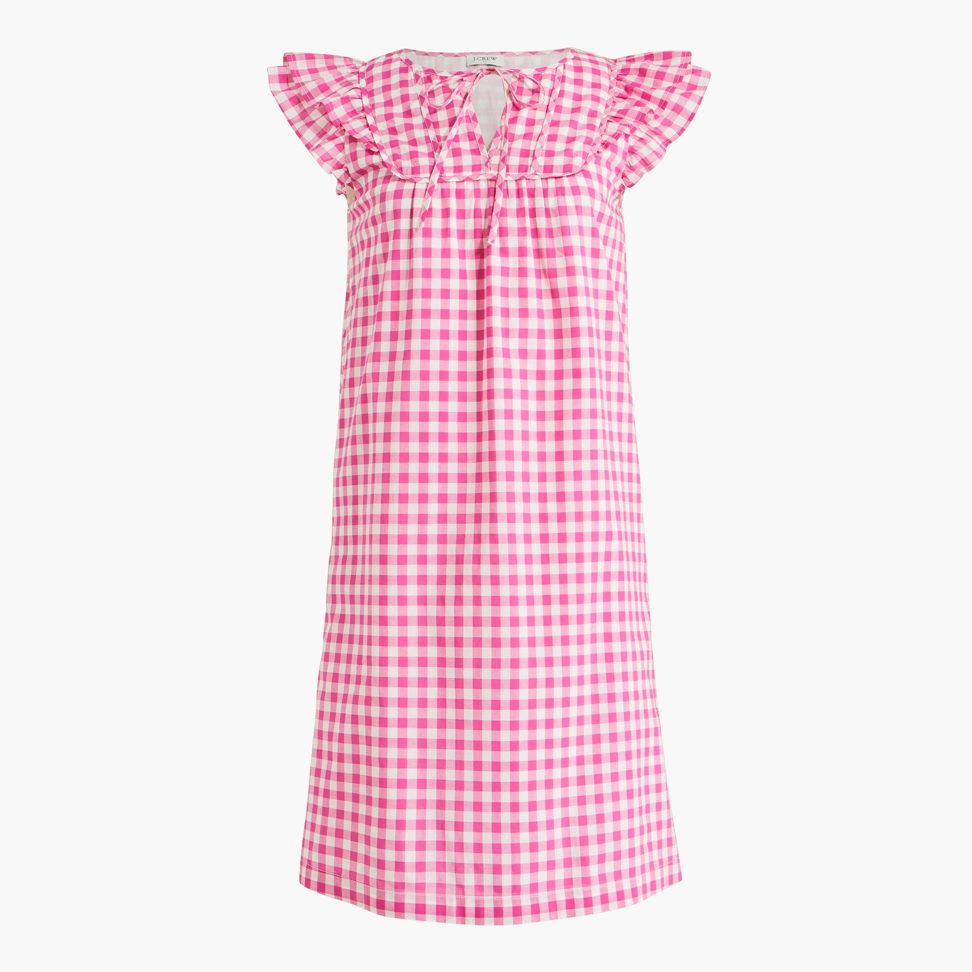 j crew pink gingham dress Gingham Flutter-sleeve Mini Dress For Women
