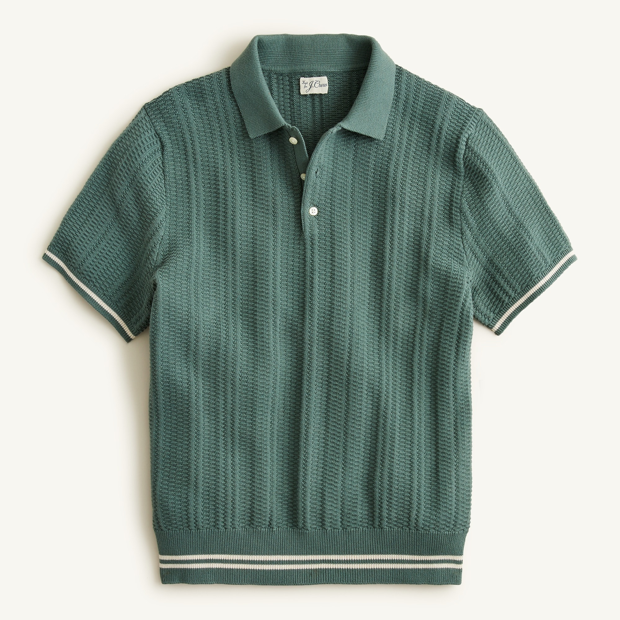 Textured cotton short-sleeve sweater-polo
