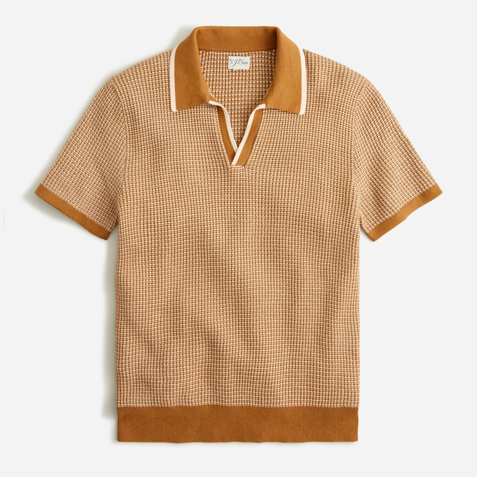 J.Crew Ribbed Cotton Short sleeve Johnny collar Sweater polo For Men