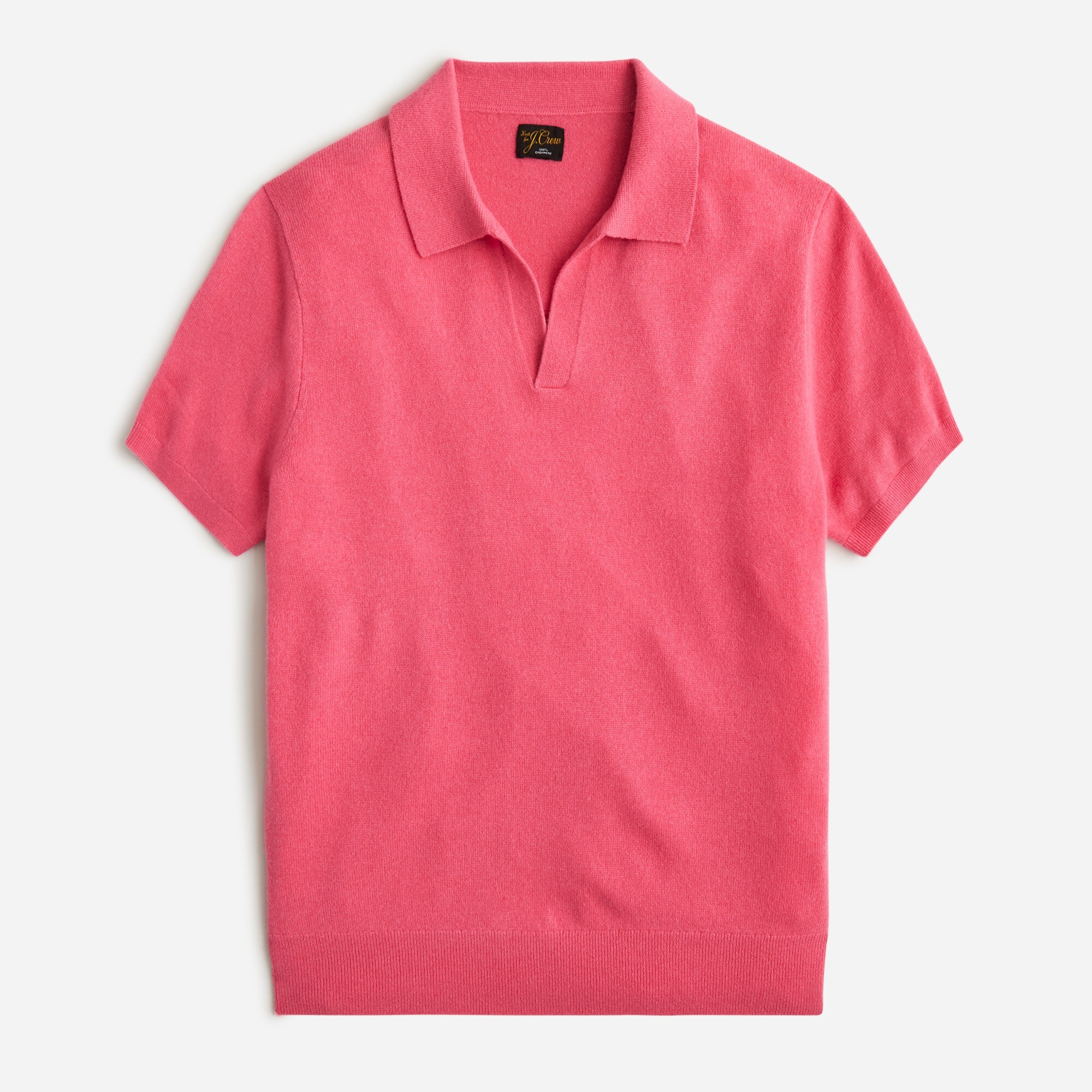 Cashmere short-sleeve johnny-collar sweater-polo