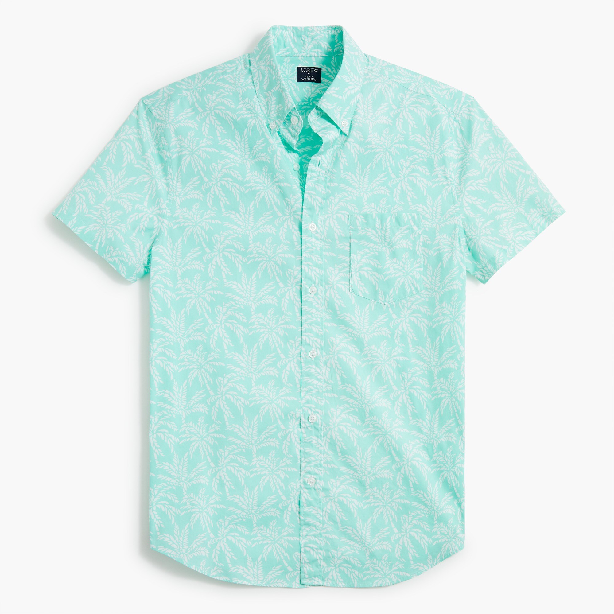 slim short-sleeve palm-print shirt for men