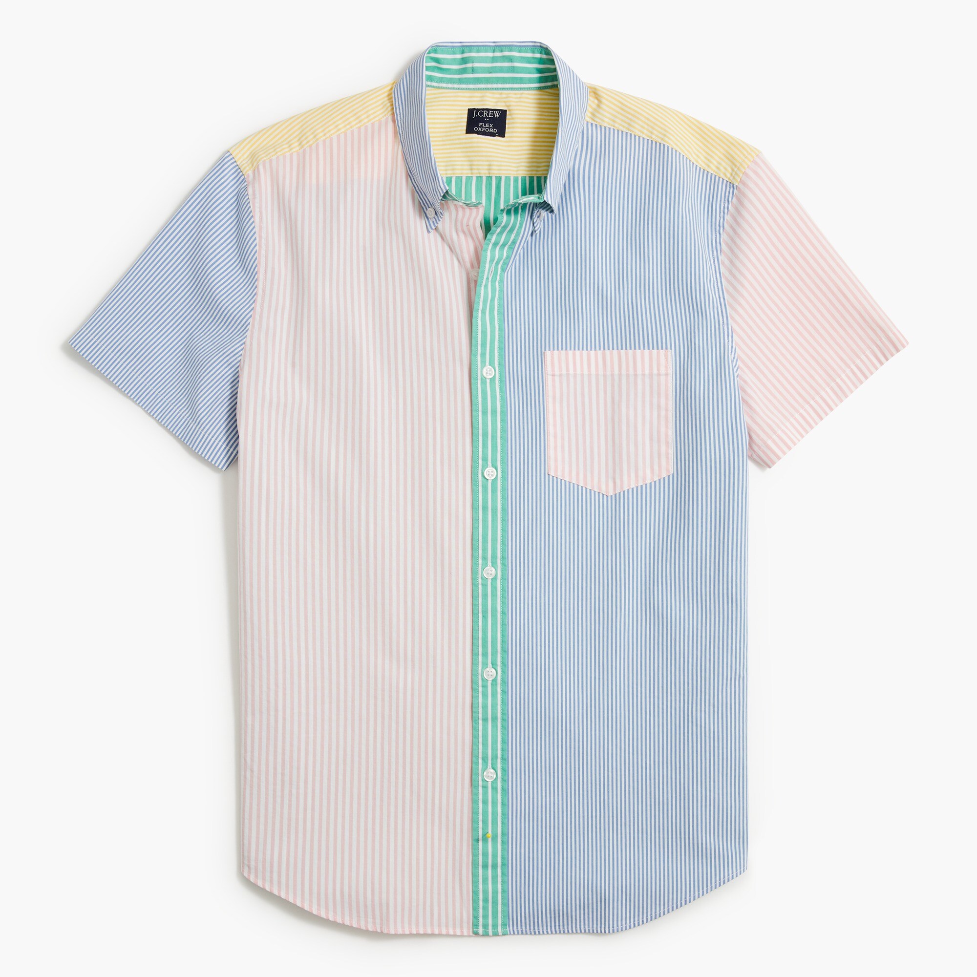 slim rainbow-stripe flex casual shirt for men