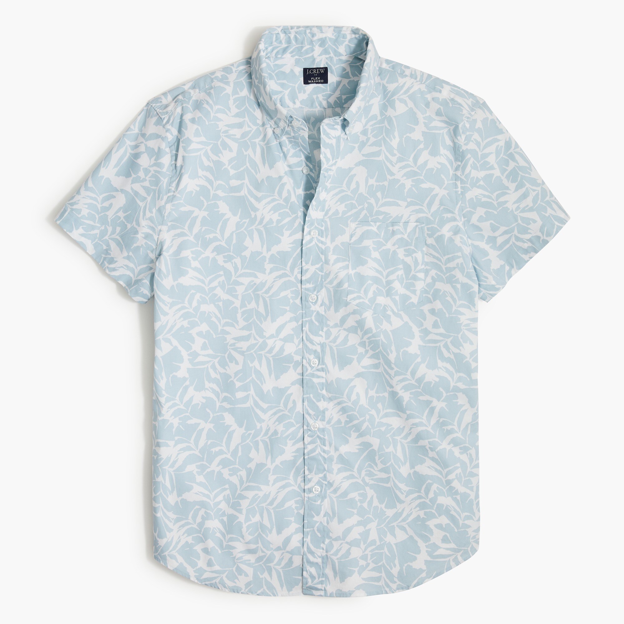 slim short-sleeve printed flex casual shirt for men