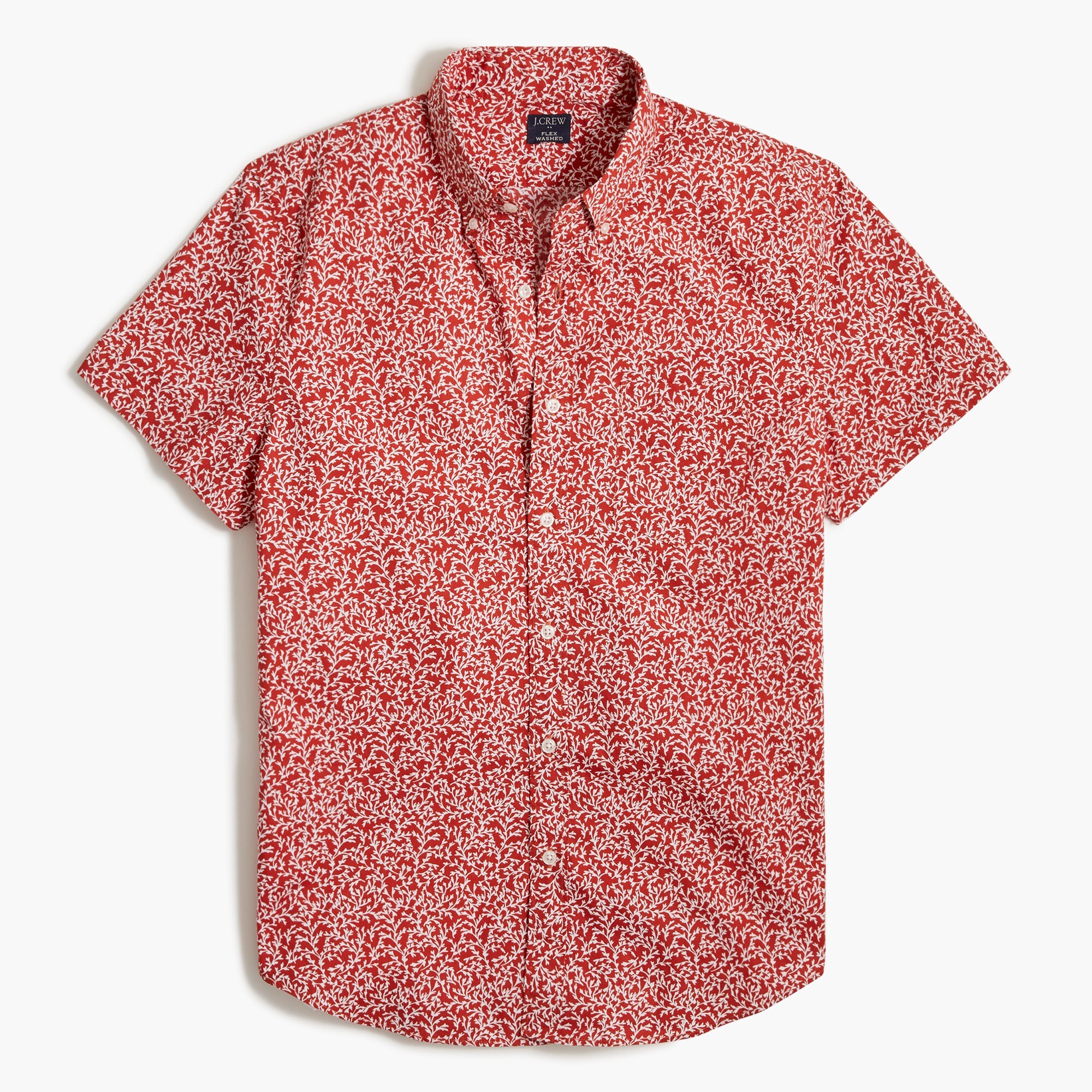 slim short-sleeve printed flex casual shirt for men