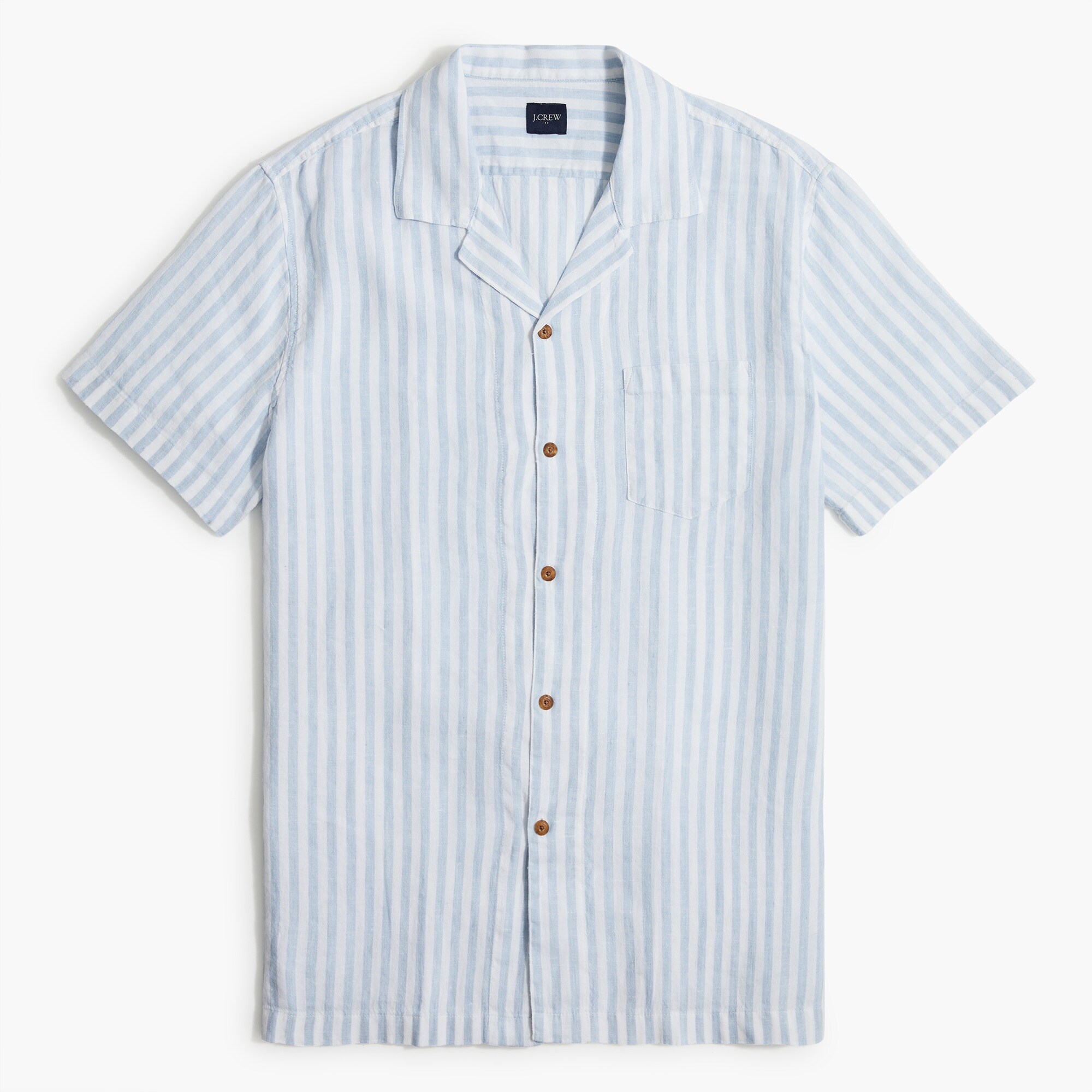 short-sleeve linen-cotton camp shirt for men
