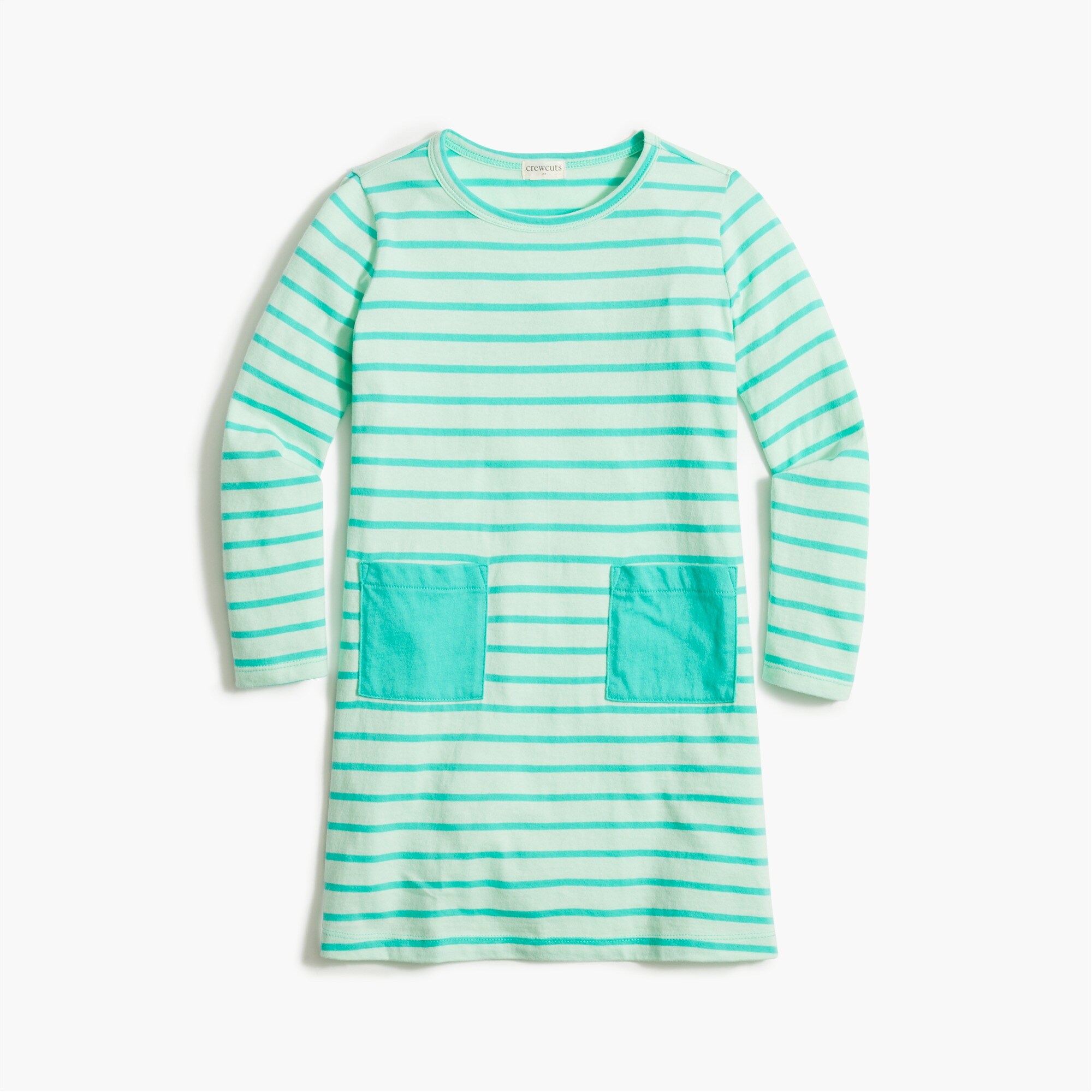 Girls' striped patch-pocket dress